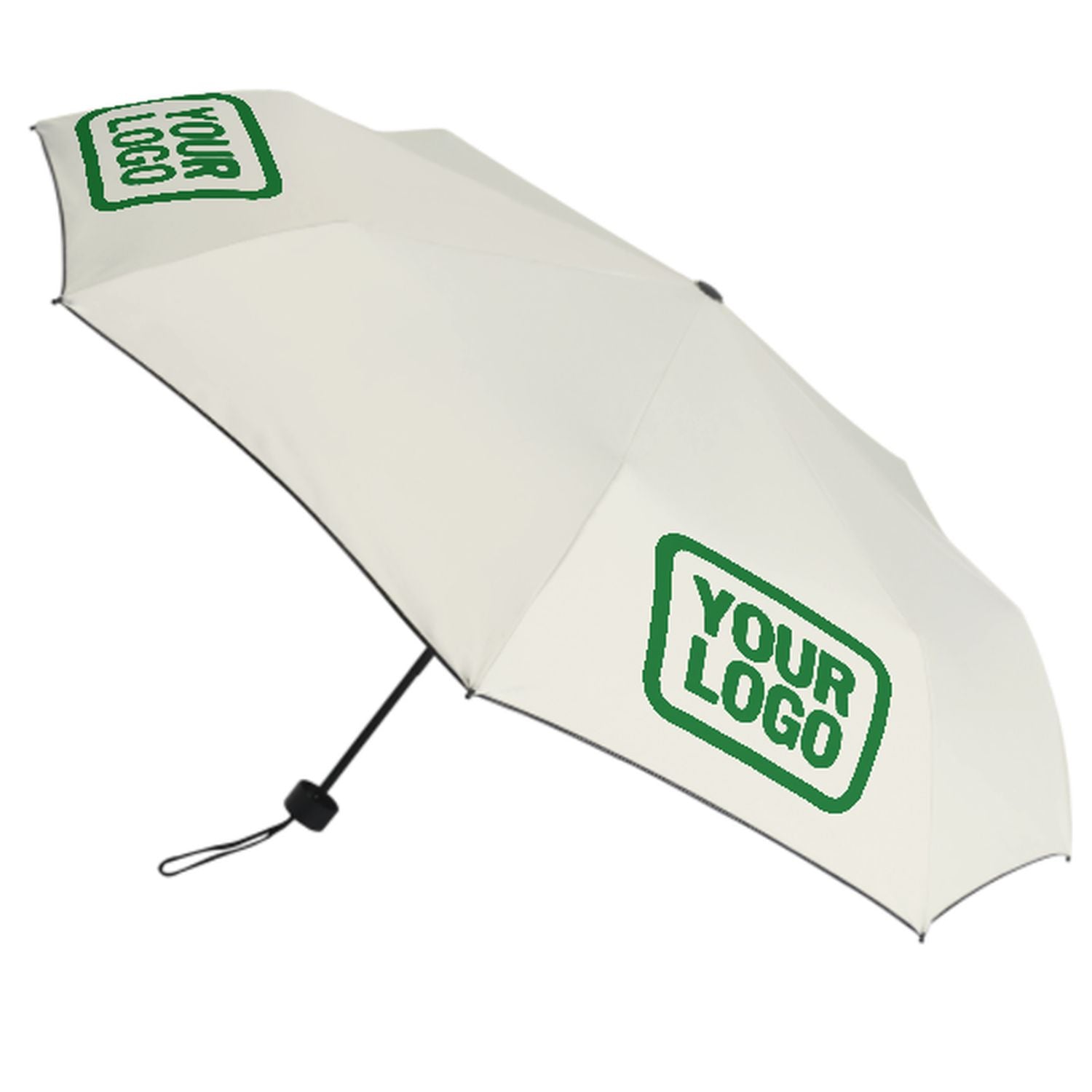 Maßgeschneidertes Beige Smaragdgrün Automatik-Regenschirm