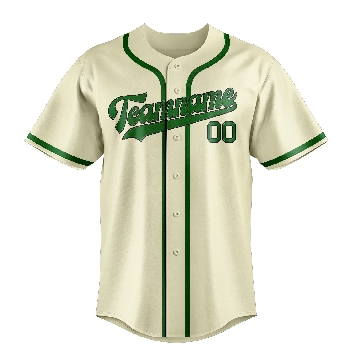 Benutzerdefiniertes Professionelles Beige Smaragdgrün Baseballtrikot