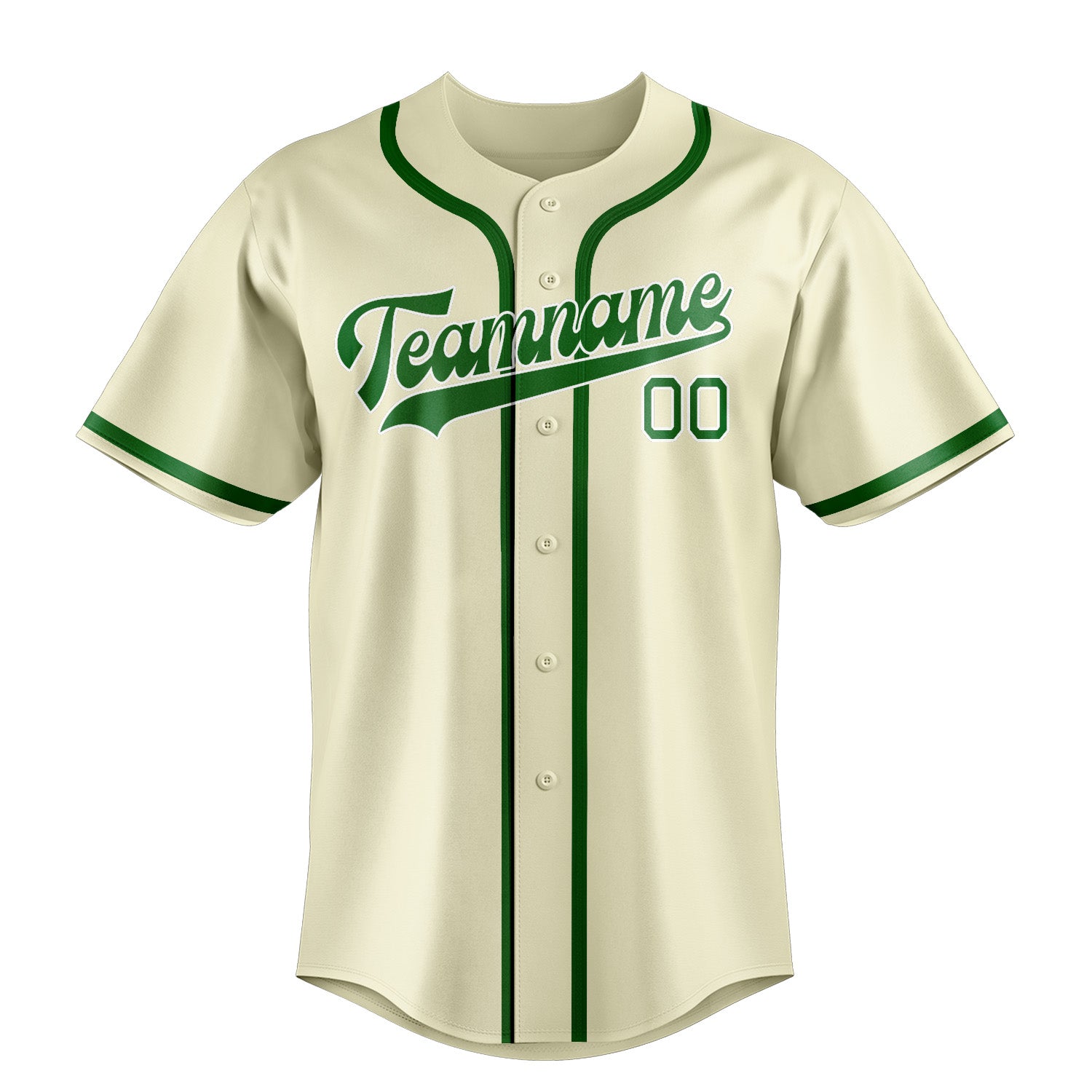 Benutzerdefiniertes Professionelles Beige Smaragdgrün Baseballtrikot