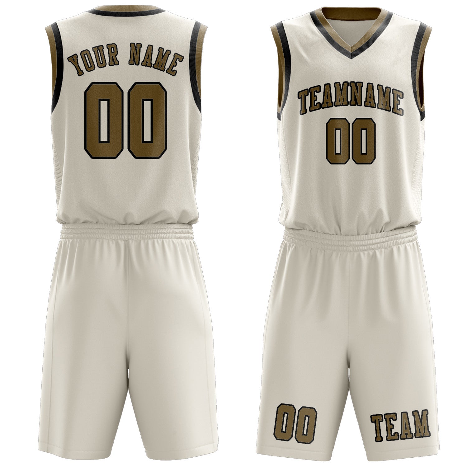 Benutzerdefiniertes Professionelles Beige Hellkhaki Basketballtrikot-Set