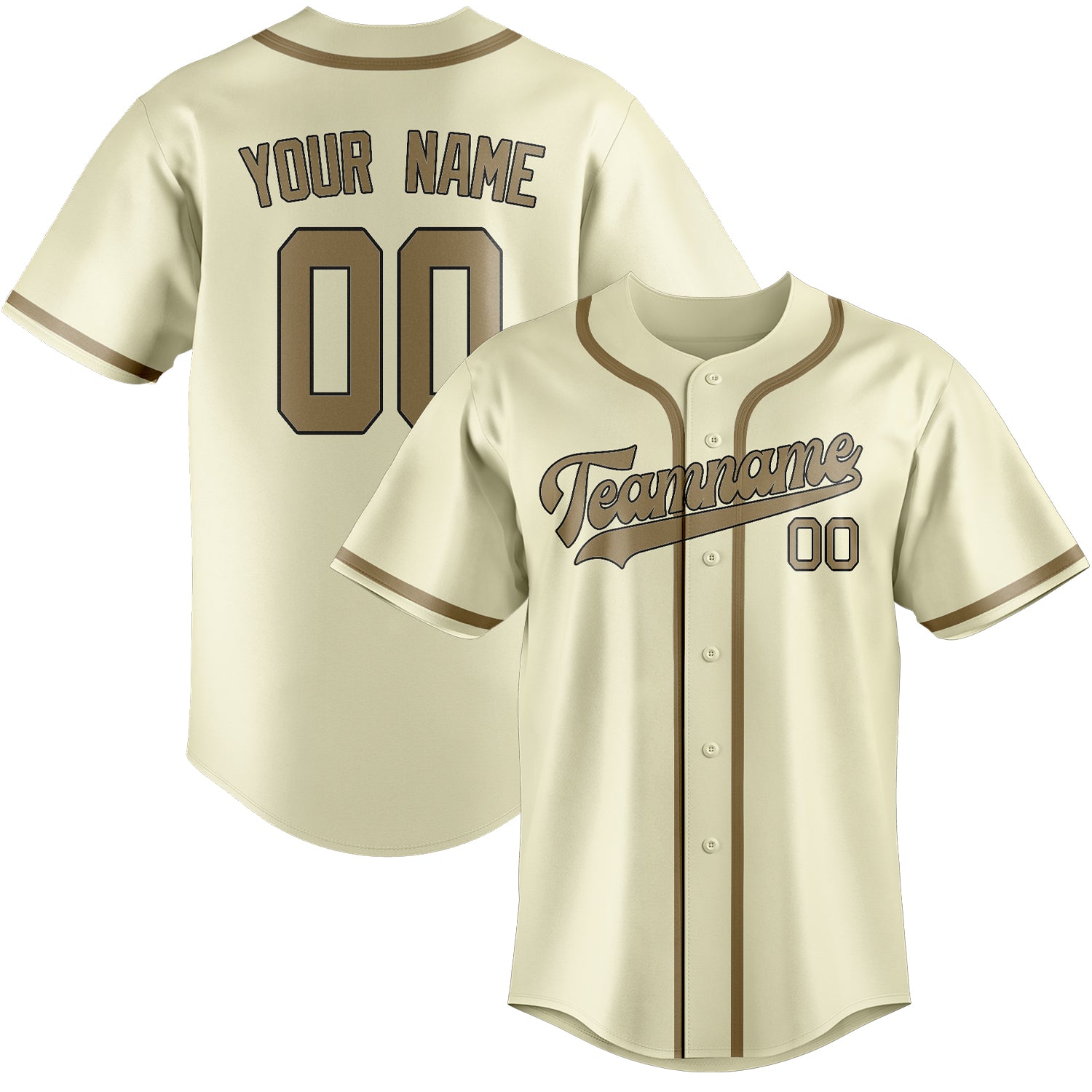 Benutzerdefiniertes Professionelles Beige Hellkhaki Baseballtrikot