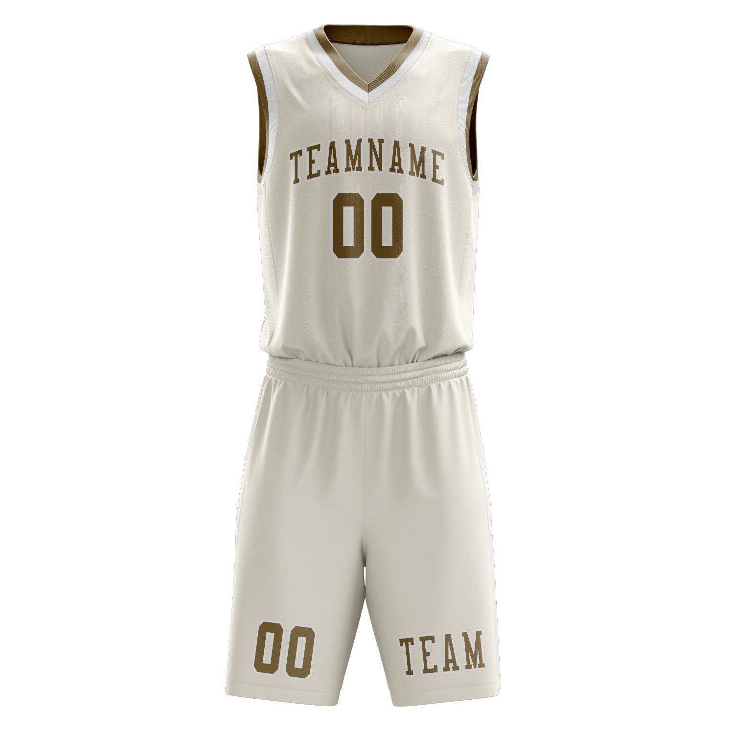 Benutzerdefiniertes Professionelles Beige Hellkhaki Basketballtrikot-Set