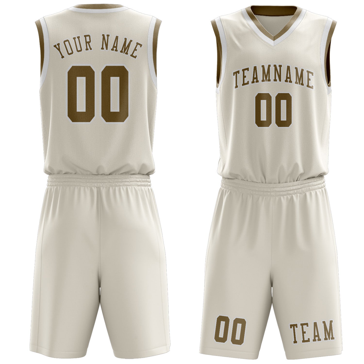 Benutzerdefiniertes Professionelles Beige Hellkhaki Basketballtrikot-Set