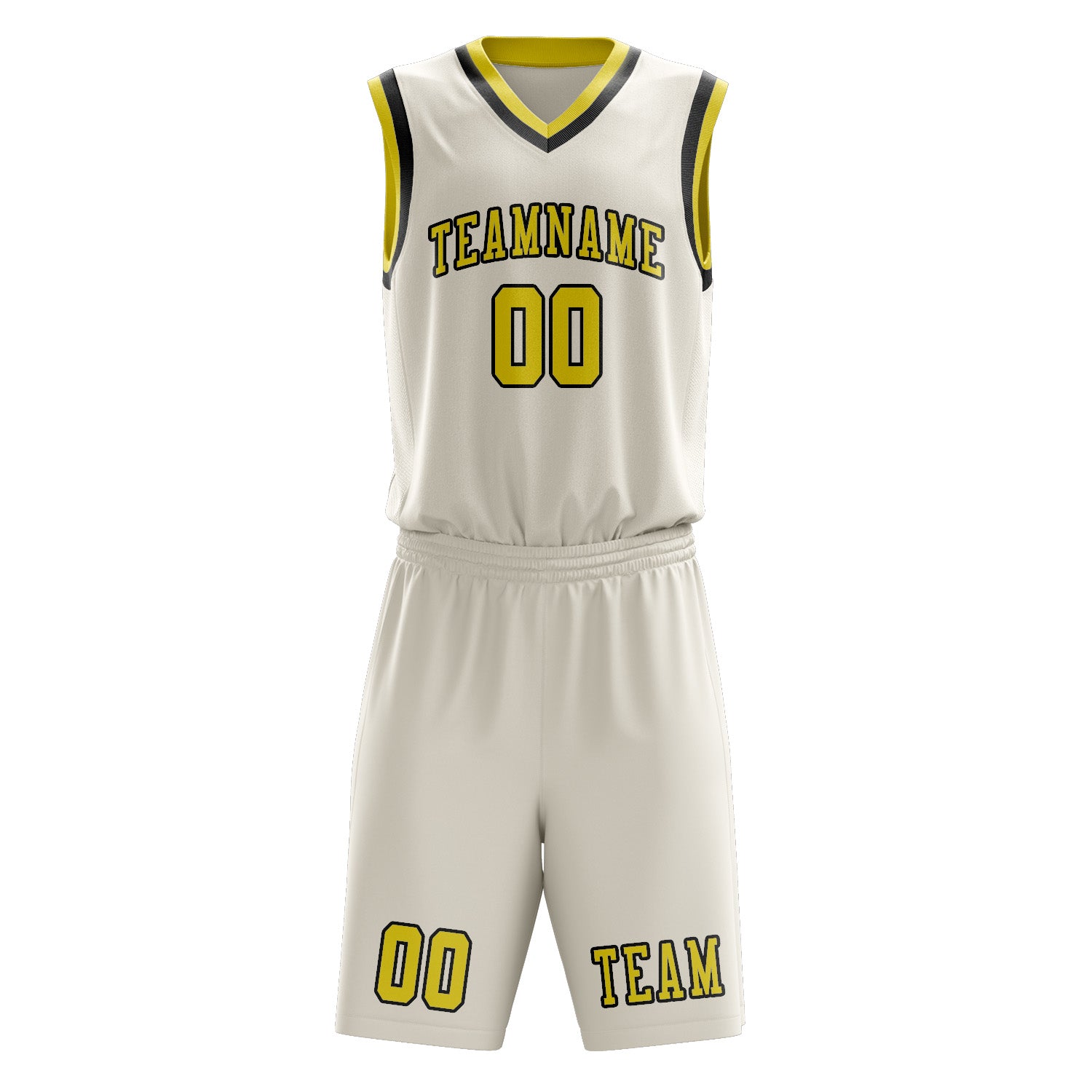 Benutzerdefiniertes Professionelles Beige Blassgelb Basketballtrikot-Set