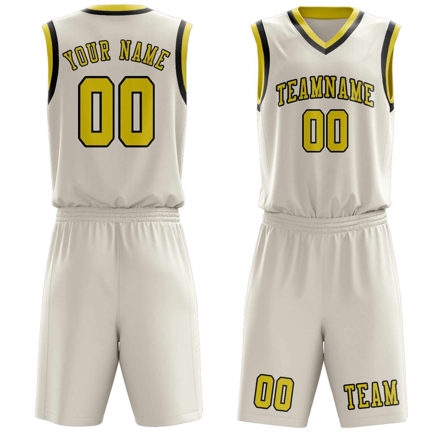 Benutzerdefiniertes Professionelles Beige Blassgelb Basketballtrikot-Set