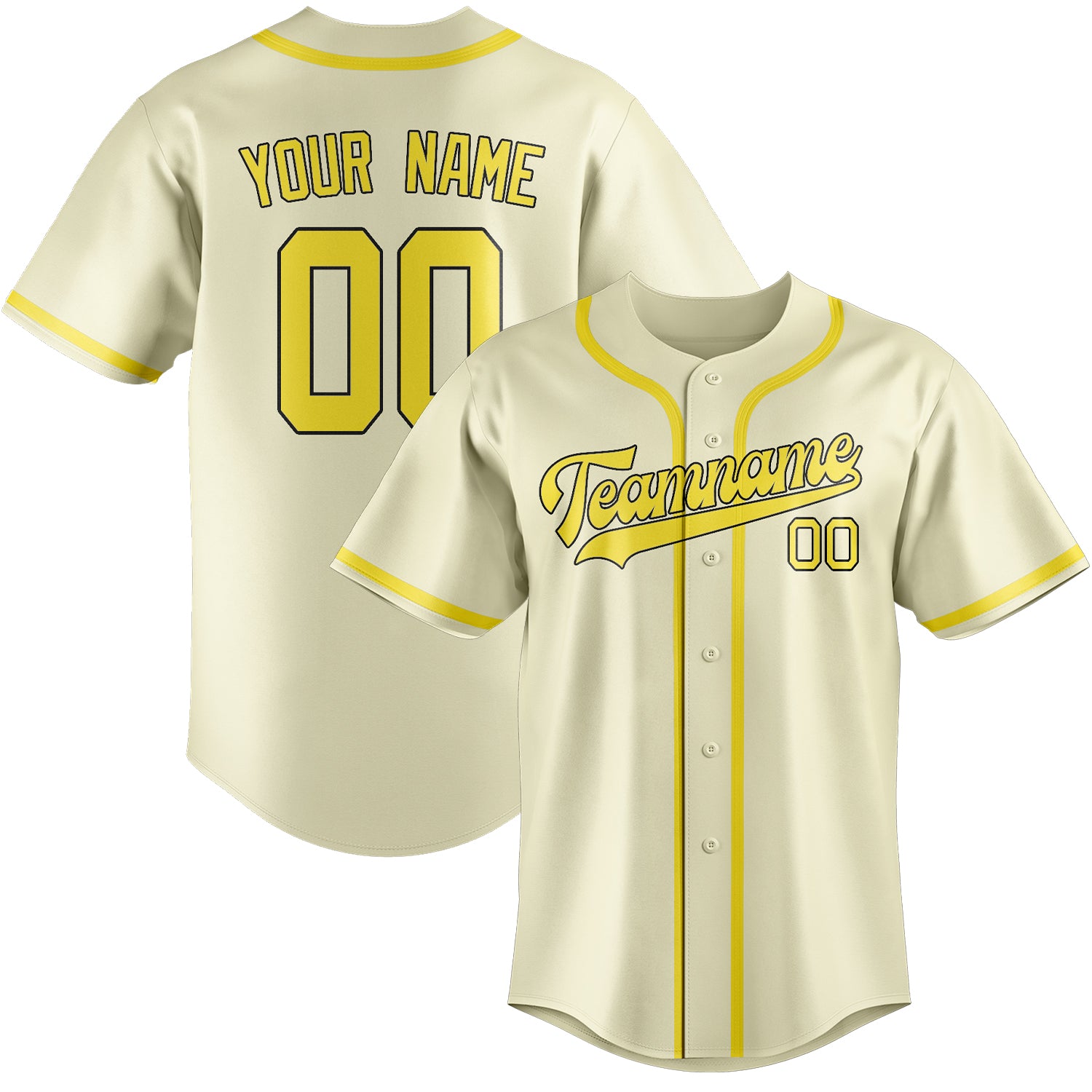Benutzerdefiniertes Professionelles Beige Blassgelb Baseballtrikot