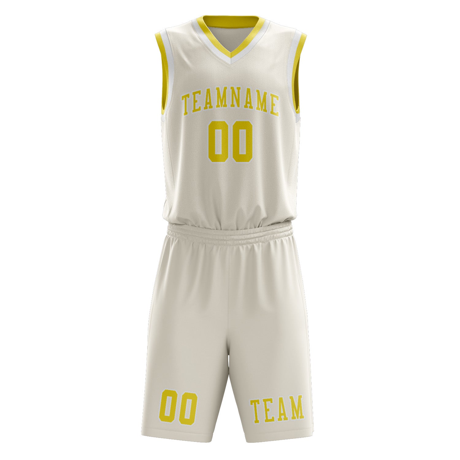 Benutzerdefiniertes Professionelles Beige Blassgelb Basketballtrikot-Set