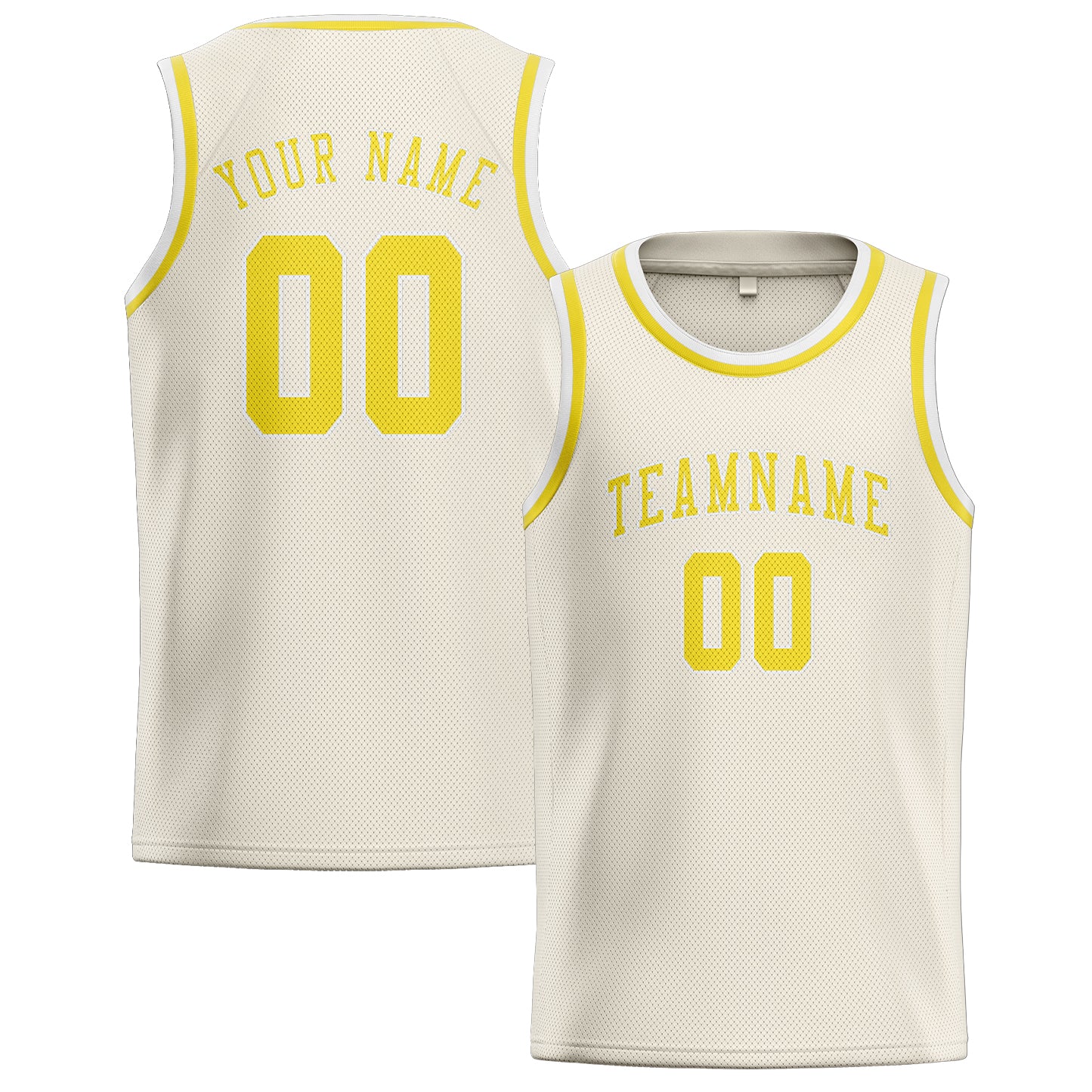 Benutzerdefiniertes Professionelles Beige Blassgelb Basketballtrikot