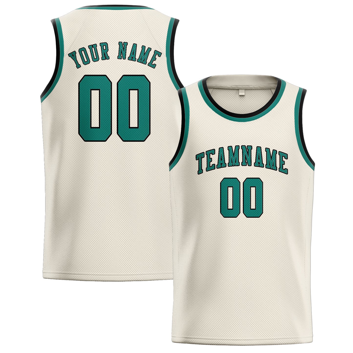 Benutzerdefiniertes Professionelles Beige Blaugrün Basketballtrikot