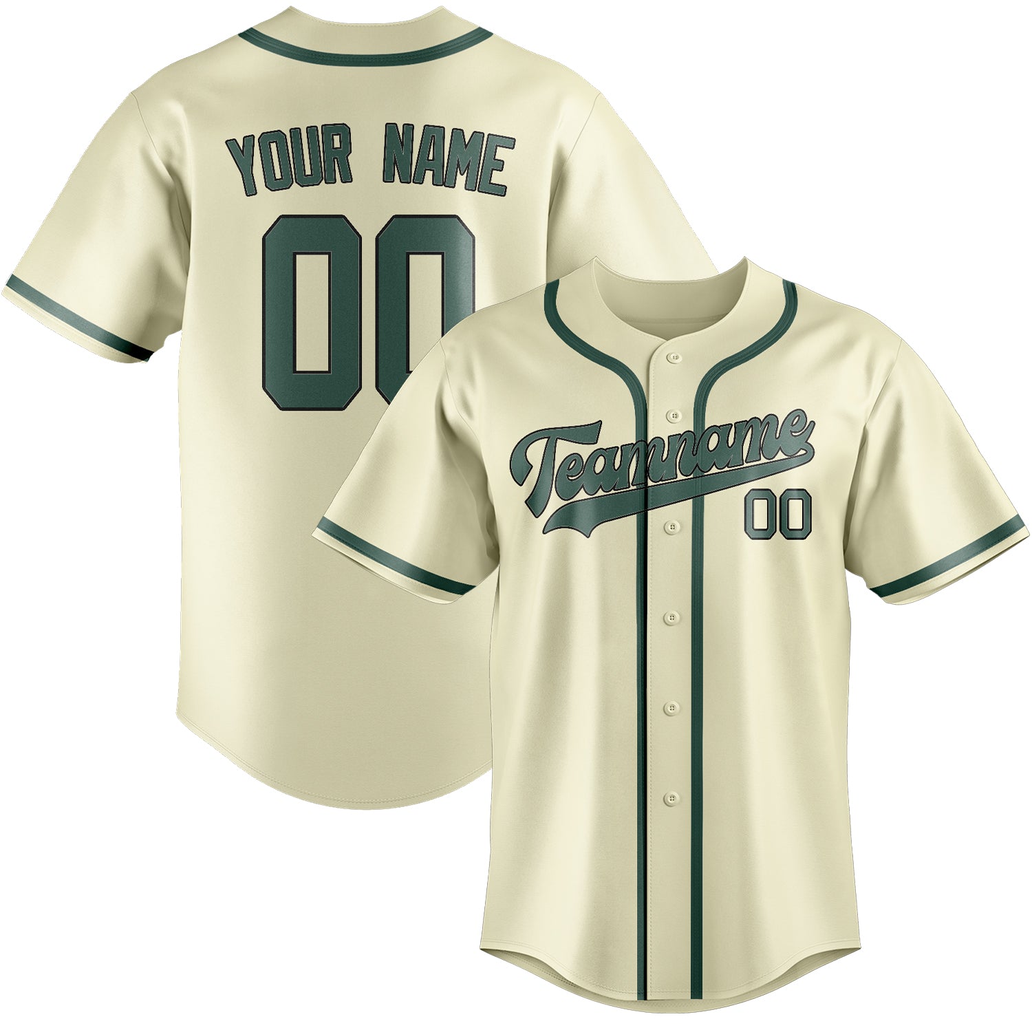 Benutzerdefiniertes Professionelles Beige Blaugrün Baseballtrikot