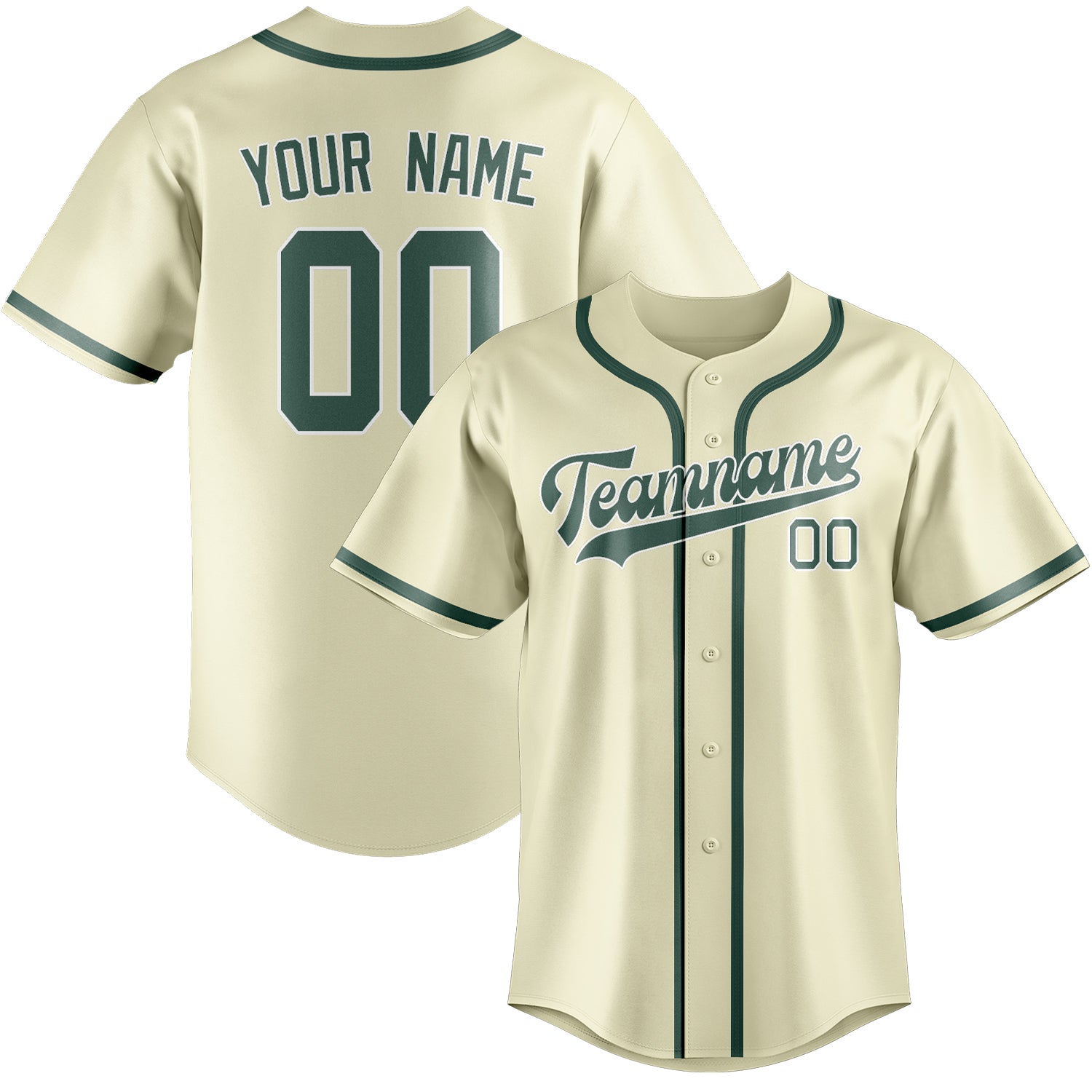 Benutzerdefiniertes Professionelles Beige Blaugrün Baseballtrikot