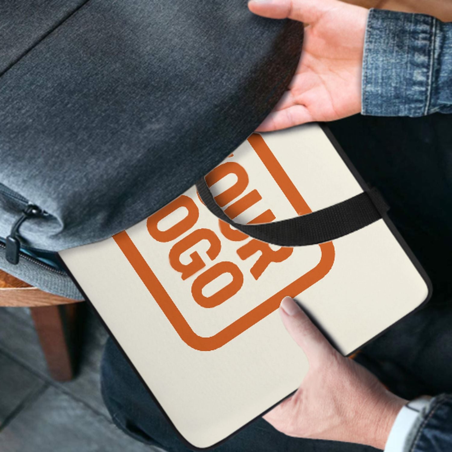 Maßgeschneidertes Beige Orange Laptop Tasche