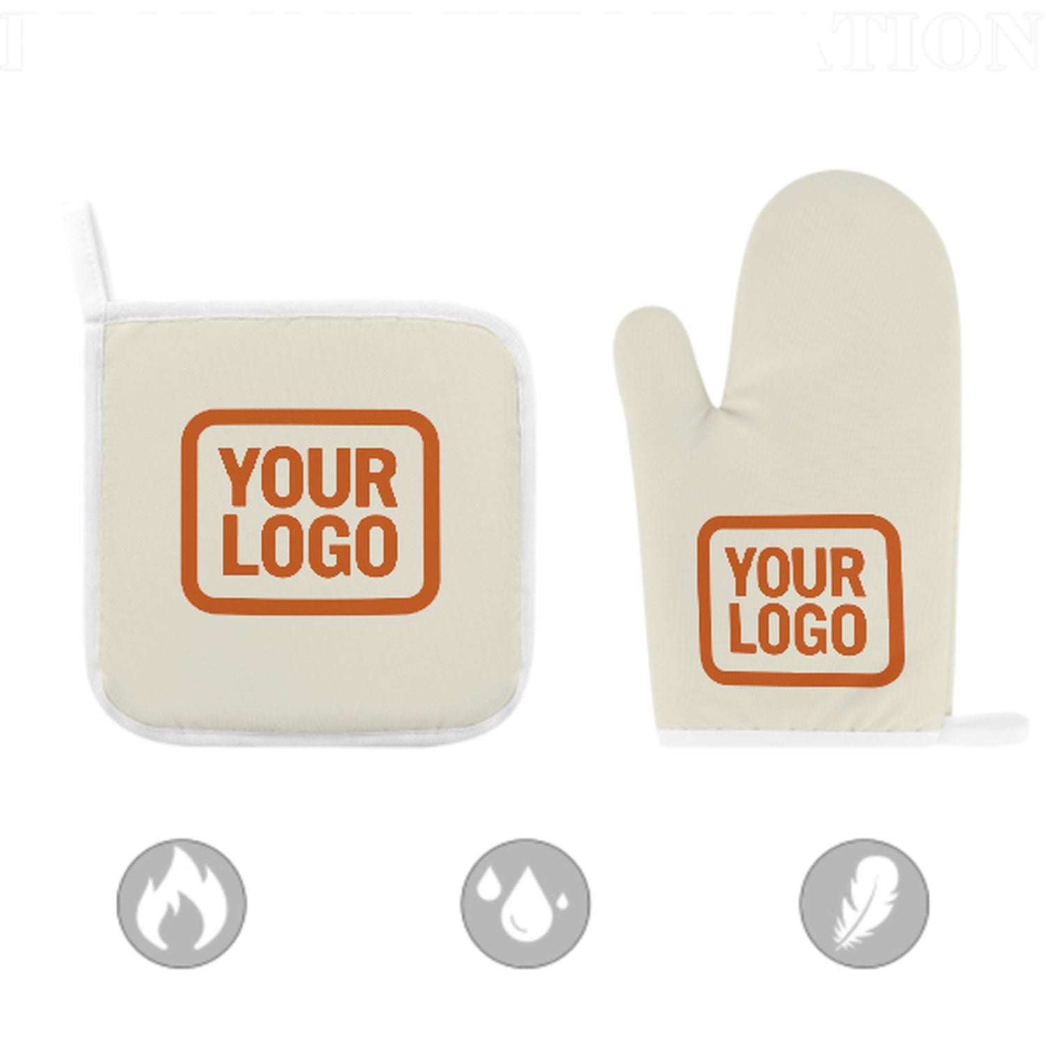 Maßgeschneidertes Beige  Orange Topfhandschuh Set – 2-teilig