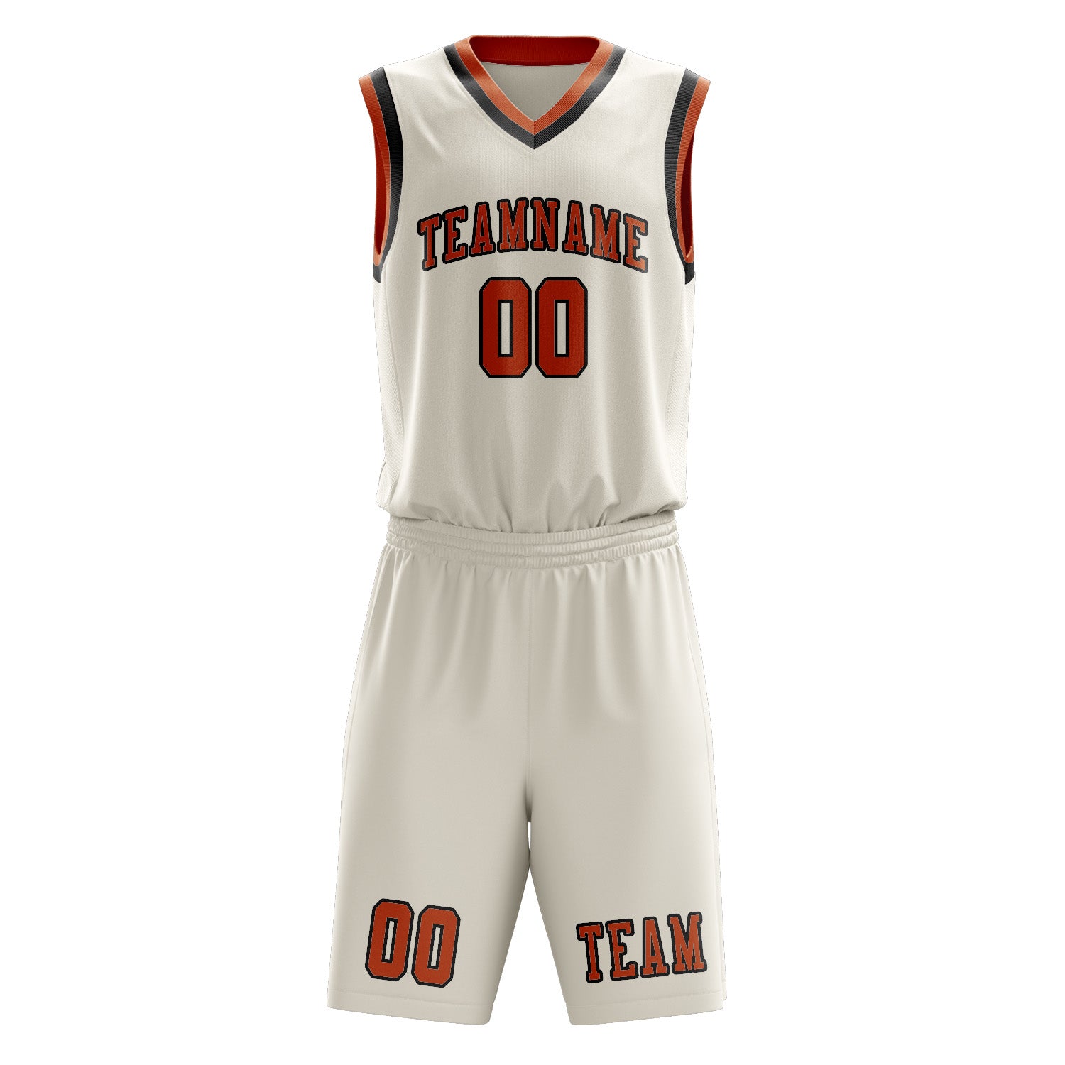 Benutzerdefiniertes Professionelles Beige Orange Basketballtrikot-Set