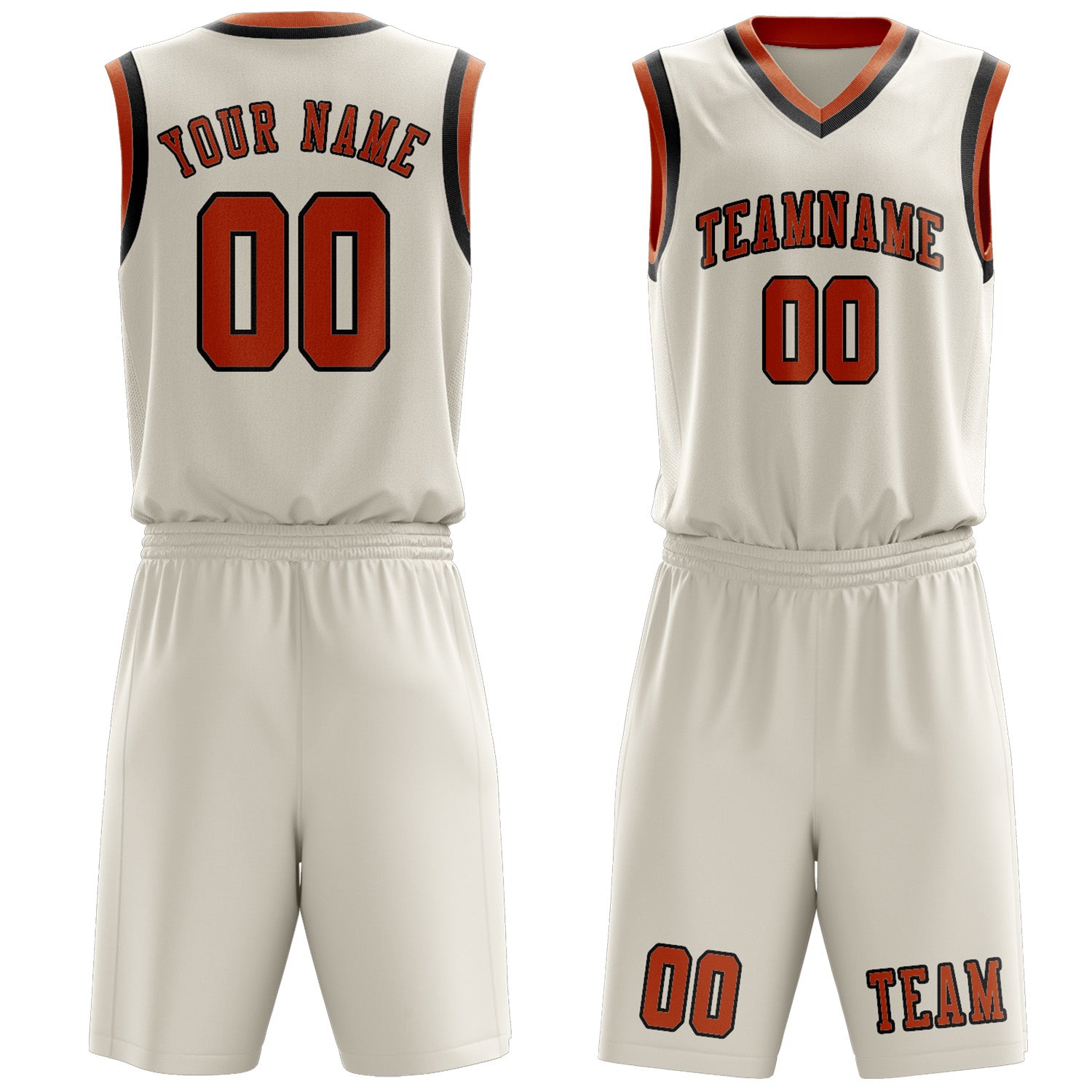 Benutzerdefiniertes Professionelles Beige Orange Basketballtrikot-Set