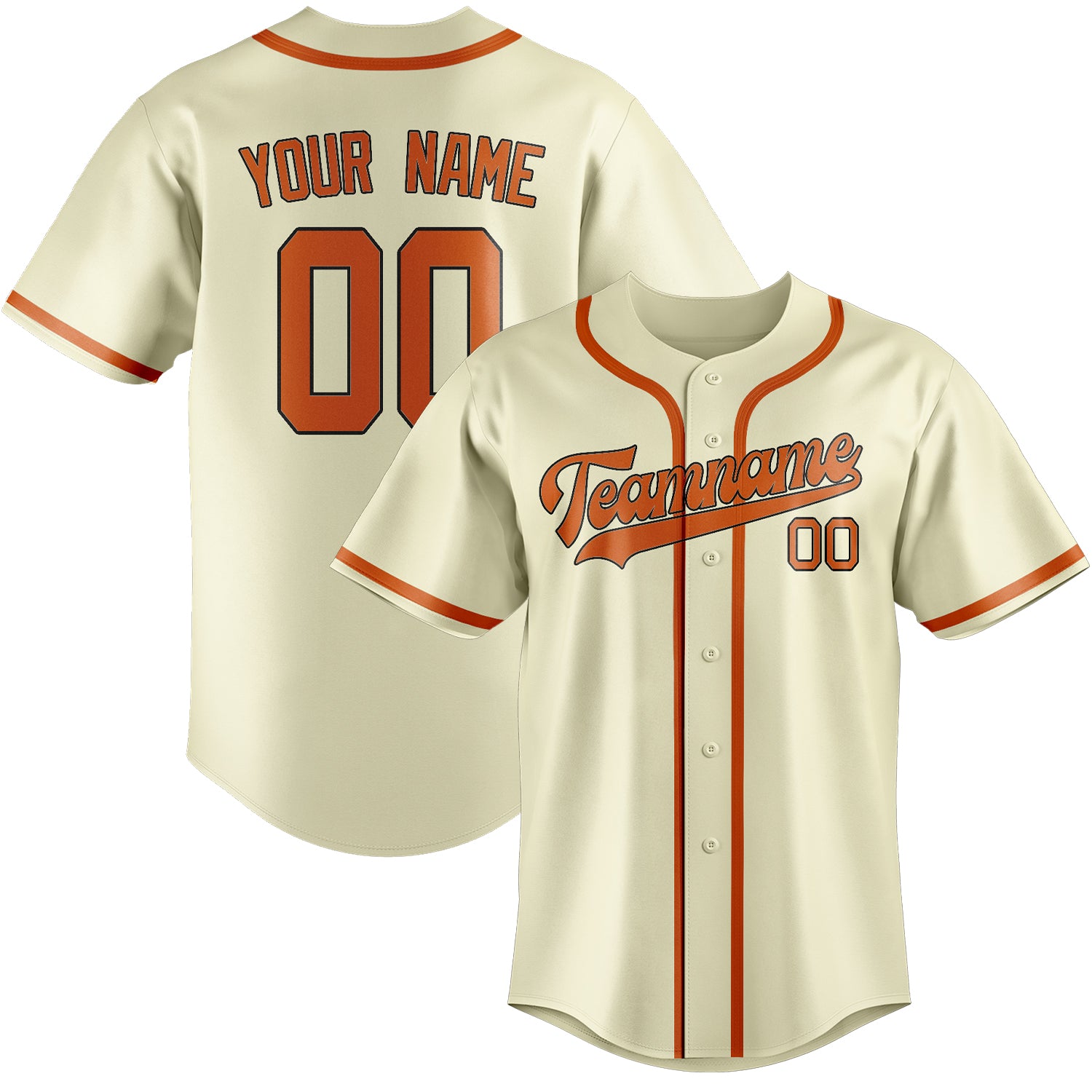 Benutzerdefiniertes Professionelles Beige Orange Baseballtrikot
