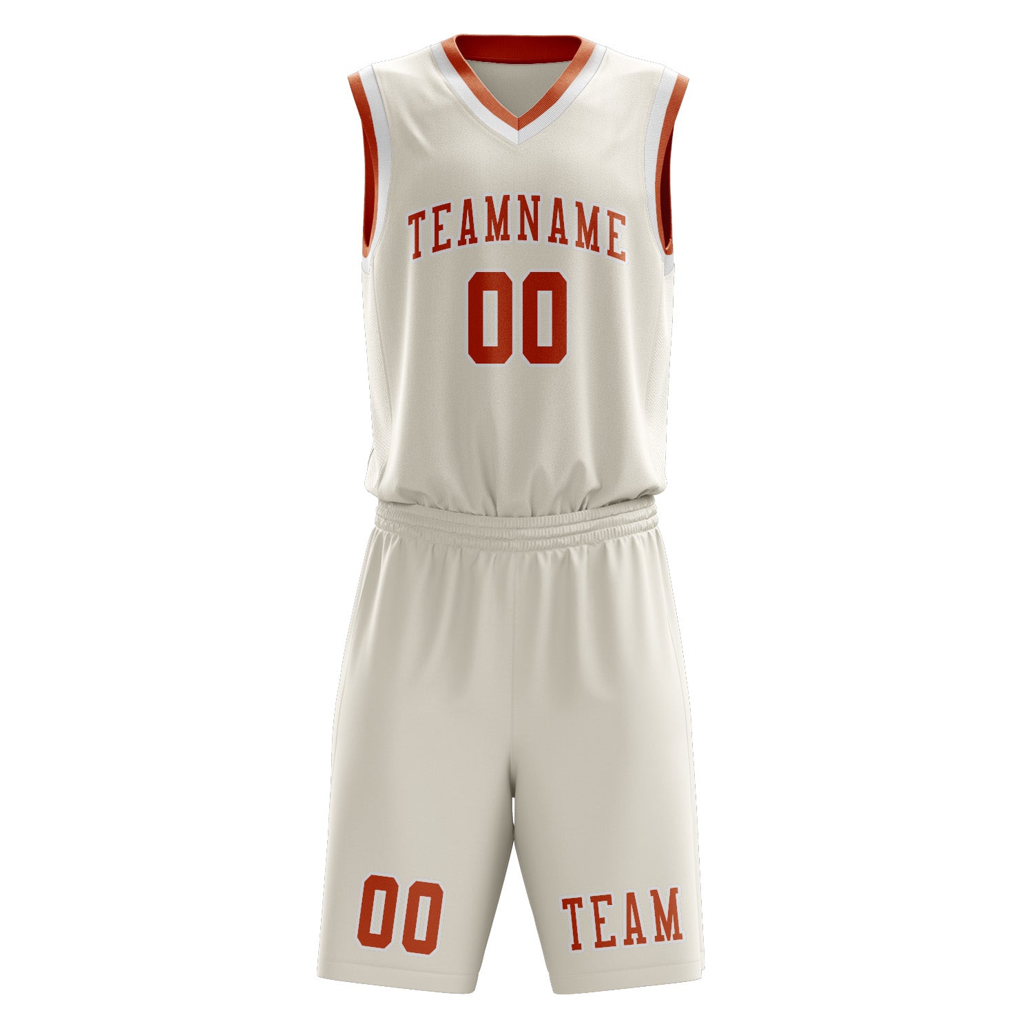 Benutzerdefiniertes Professionelles Beige Orange Basketballtrikot-Set