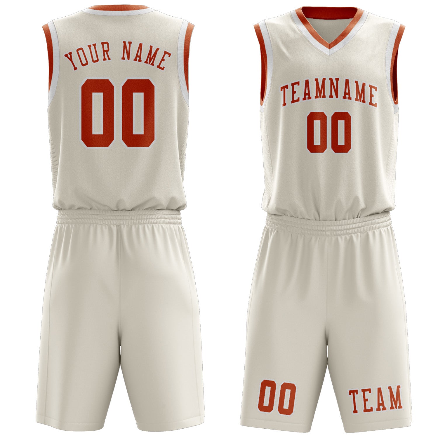 Benutzerdefiniertes Professionelles Beige Orange Basketballtrikot-Set