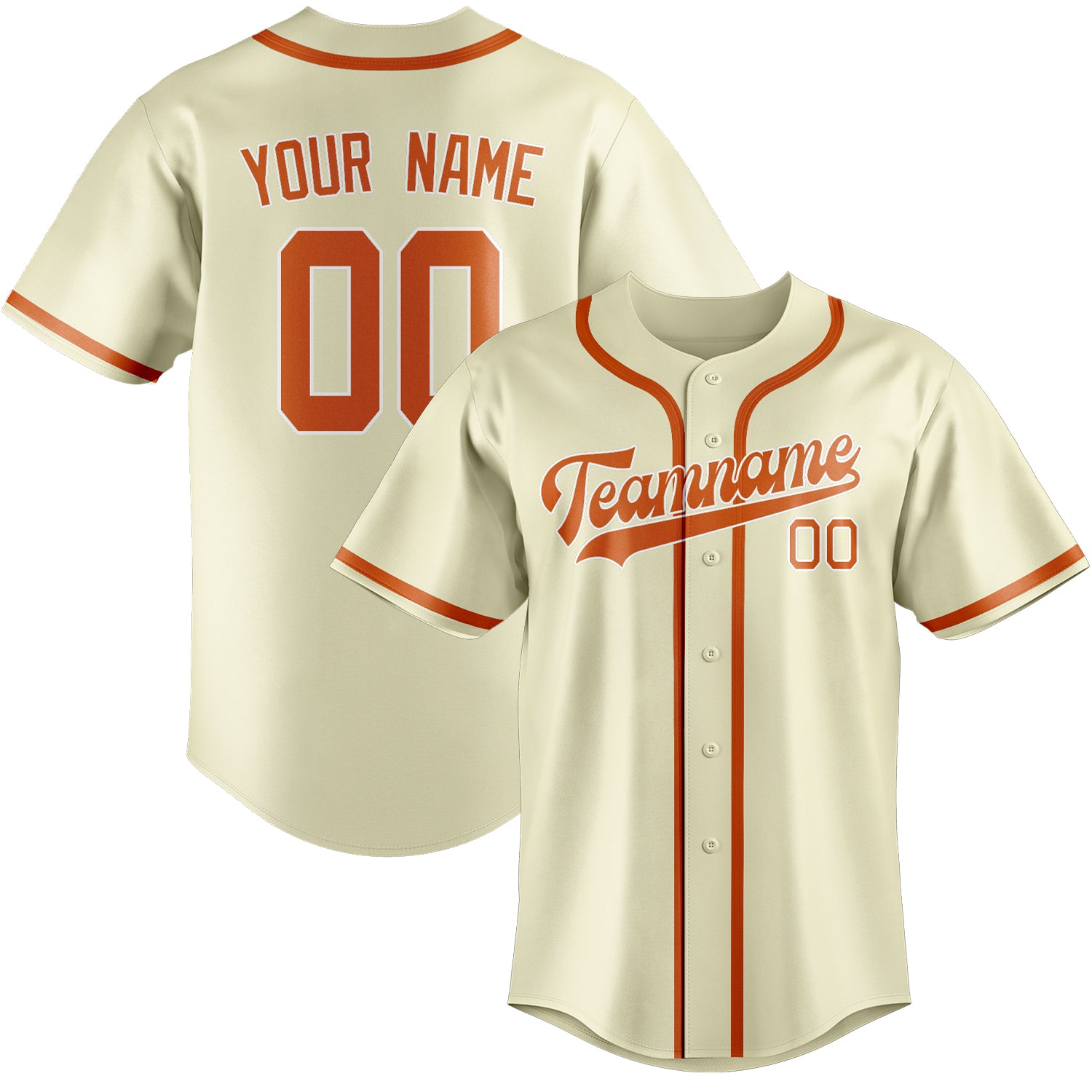Benutzerdefiniertes Professionelles Beige Orange Baseballtrikot