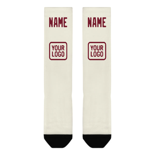 Maßgeschneidertes Beige Karmesinrot Kniestrümpfe