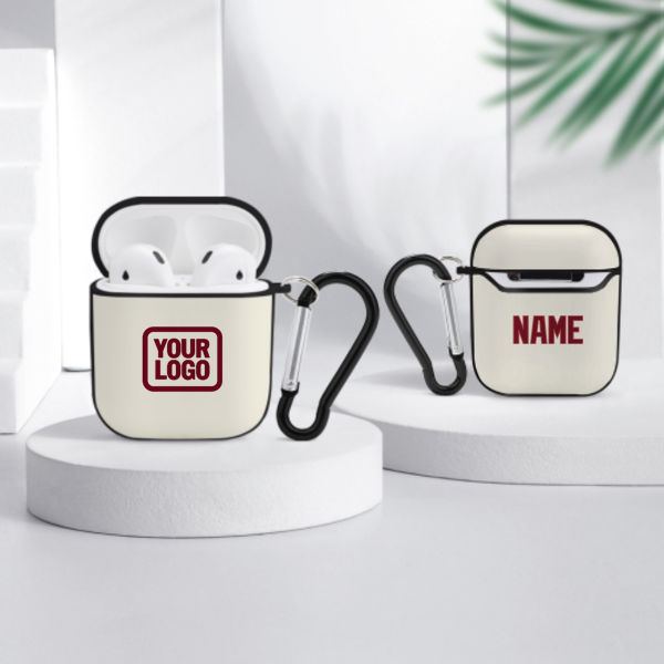 Maßgeschneidertes Beige Karmesinrot AirPods-Hülle