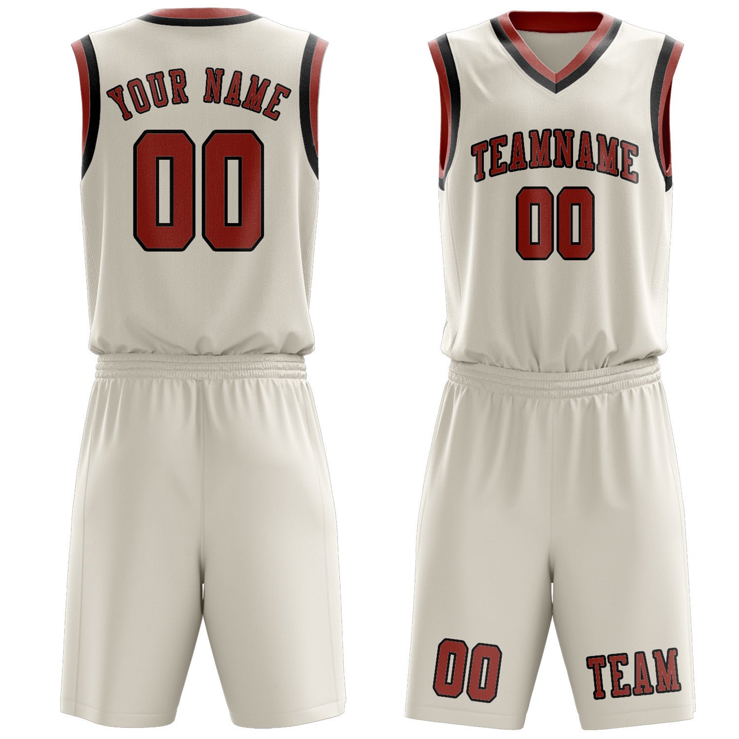 Benutzerdefiniertes Professionelles Beige Kupferrose Basketballtrikot-Set