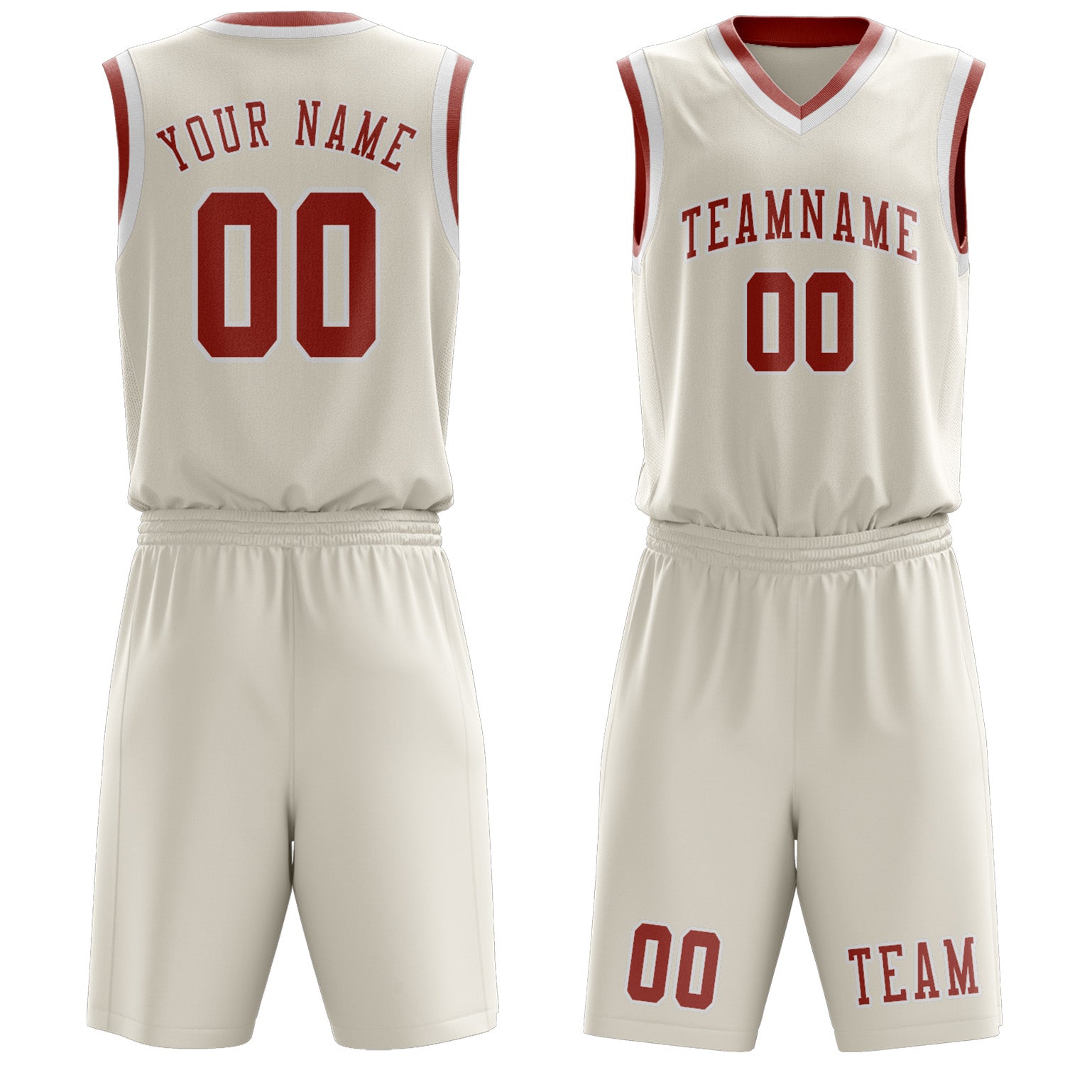 Benutzerdefiniertes Professionelles Beige Kupferrose Basketballtrikot-Set