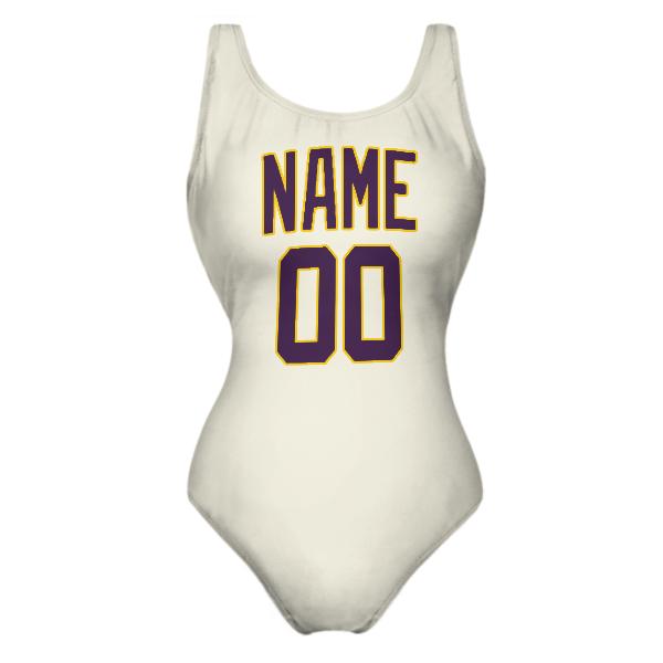 Maillot de bain beige violet sur mesure