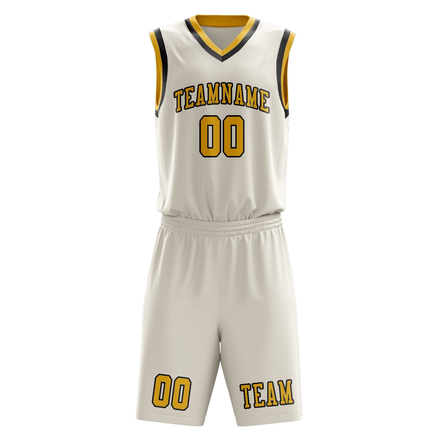 Benutzerdefiniertes Professionelles Beige Gold Basketballtrikot-Set