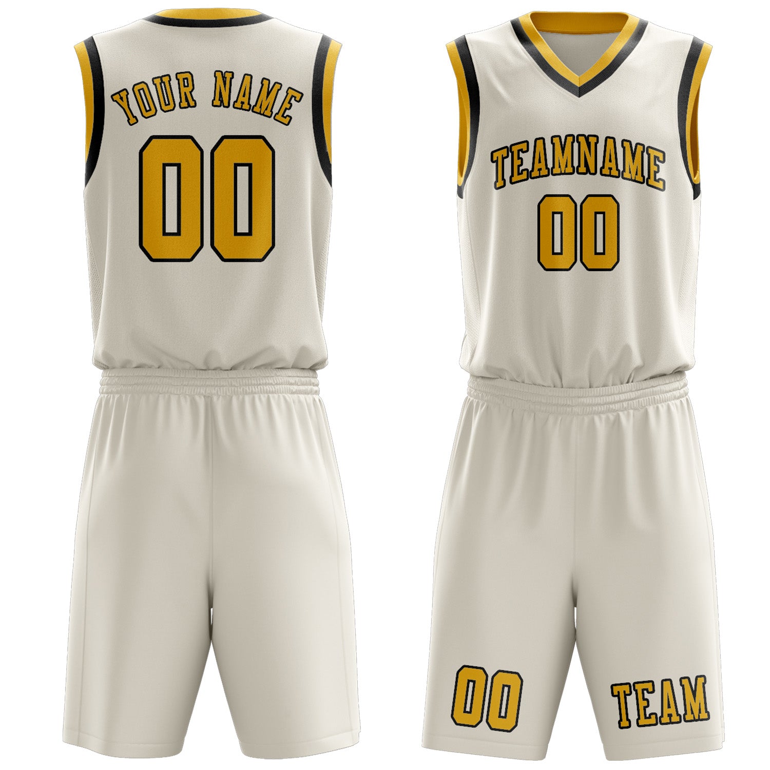 Benutzerdefiniertes Professionelles Beige Gold Basketballtrikot-Set
