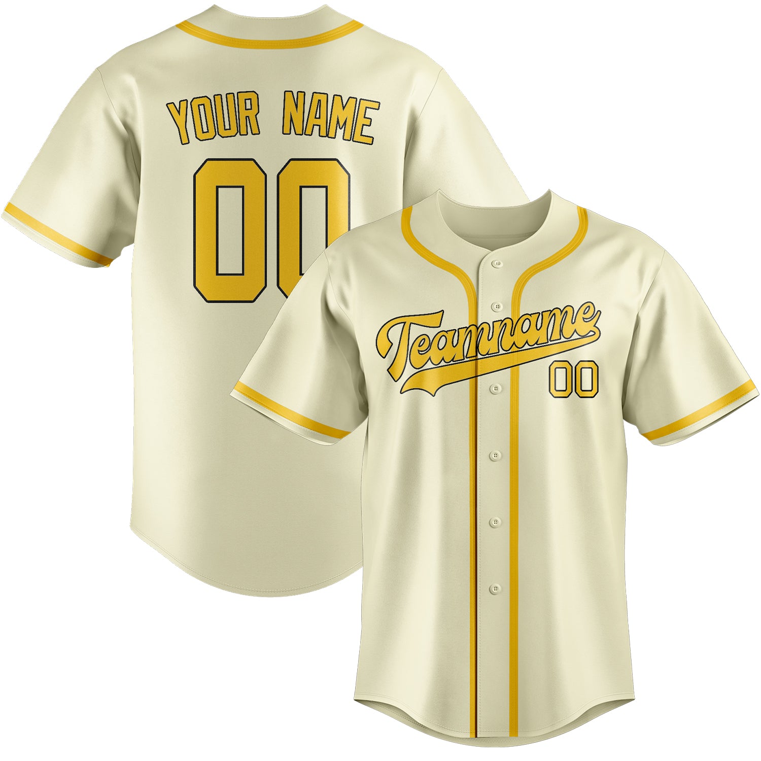 Benutzerdefiniertes Professionelles Beige Gold Baseballtrikot