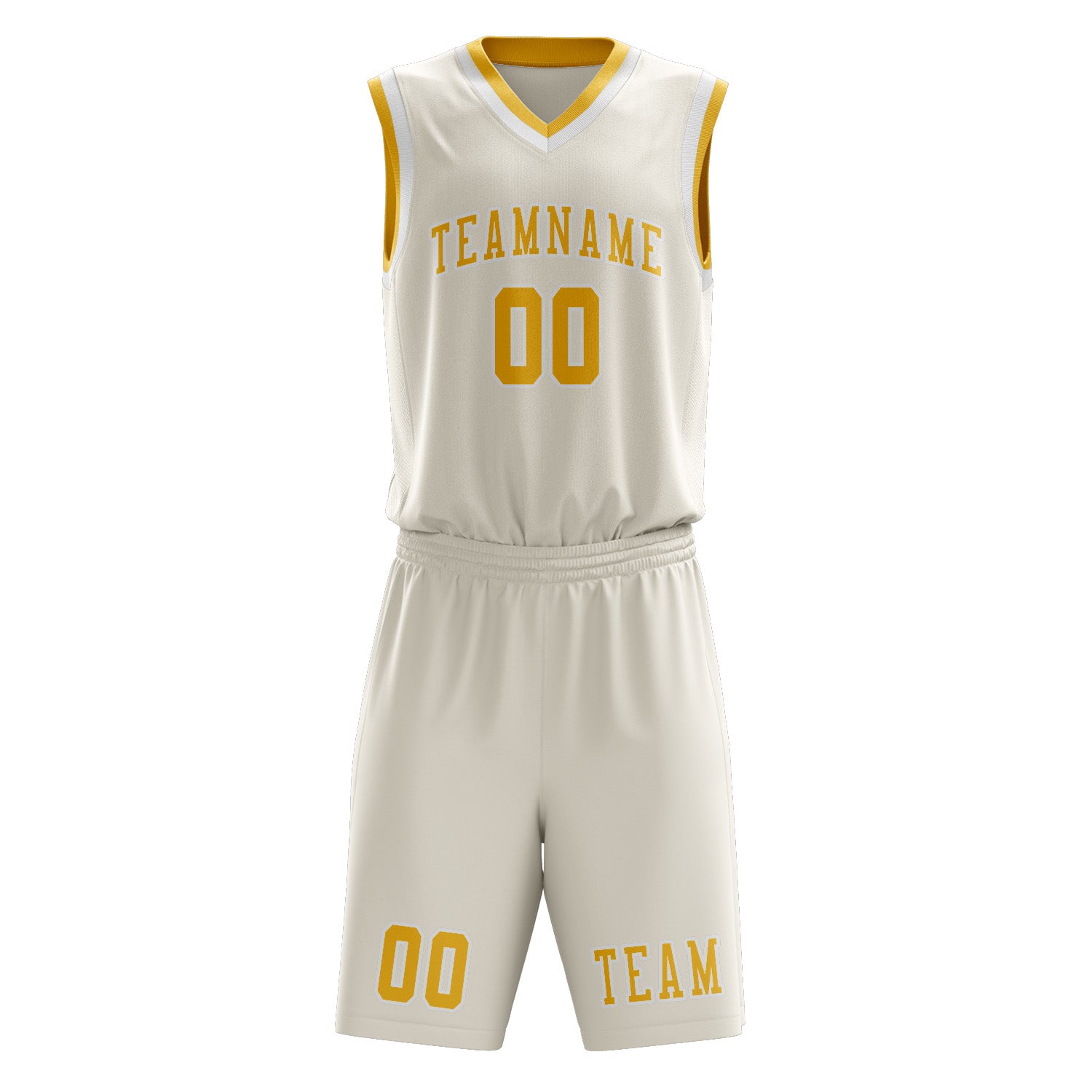 Benutzerdefiniertes Professionelles Beige Gold Basketballtrikot-Set