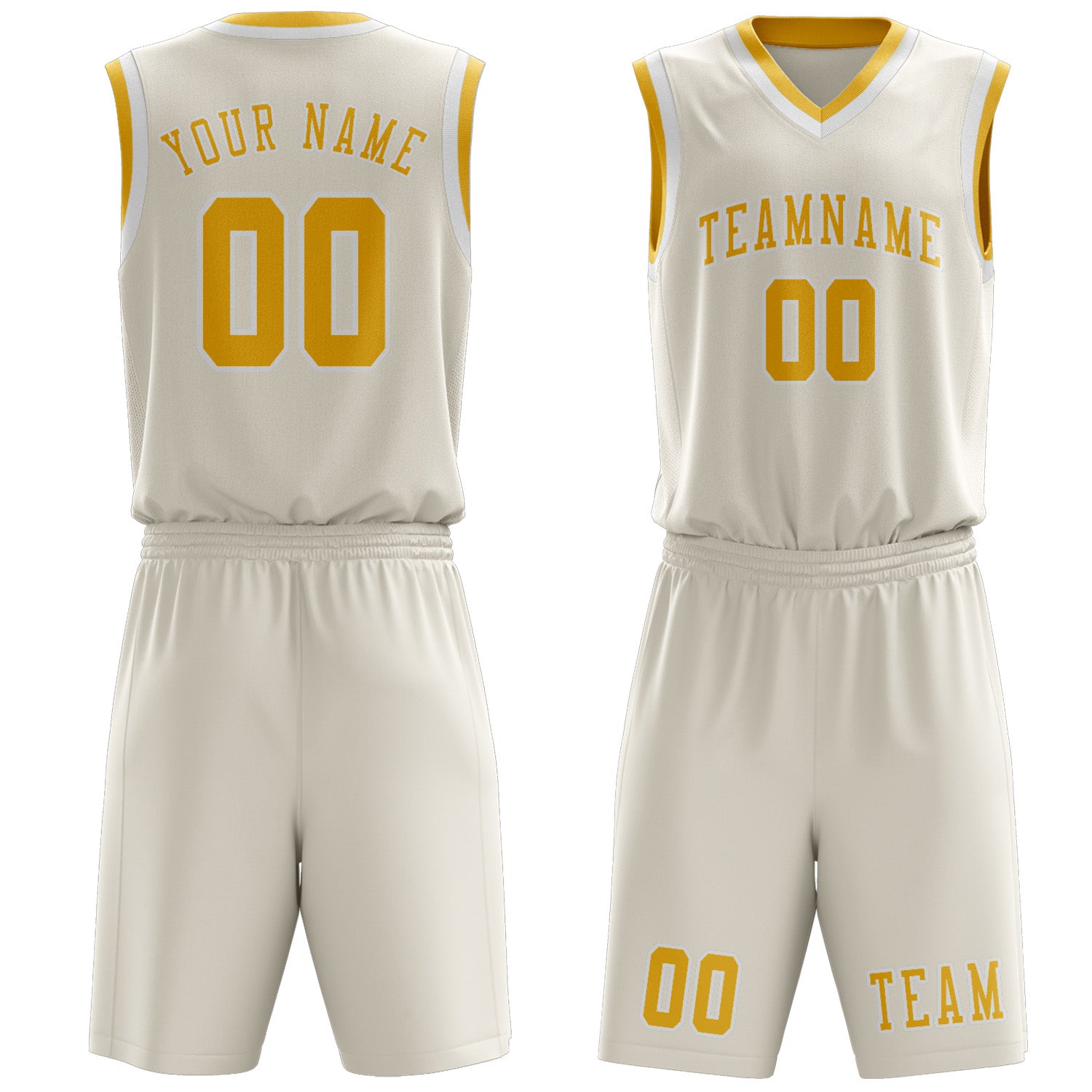 Benutzerdefiniertes Professionelles Beige Gold Basketballtrikot-Set