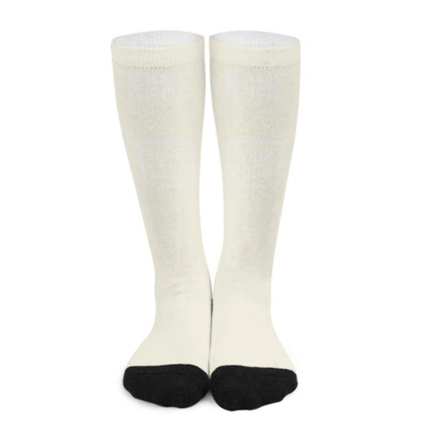 Maßgeschneidertes Beige Weiß Kniestrümpfe