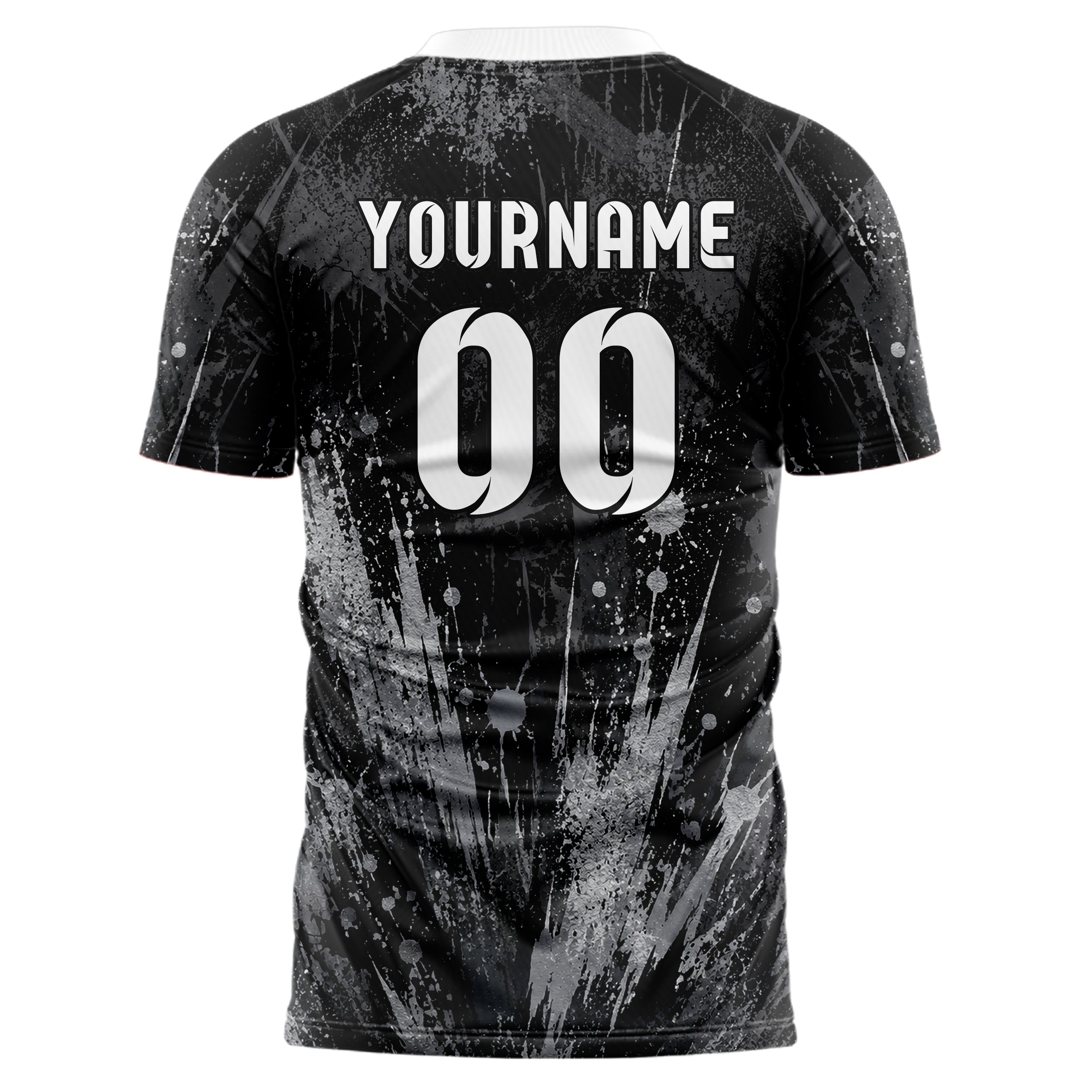 Schwarz klassisches Graffiti Center Burst Splatter Design 03-0159 individuelles Fußballtrikot back