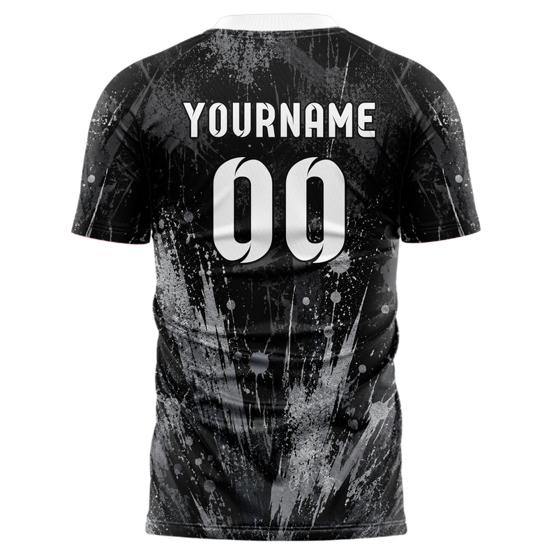 Schwarz klassisches Graffiti Center Burst Splatter Design 03-0159 individuelles Fußballtrikot back
