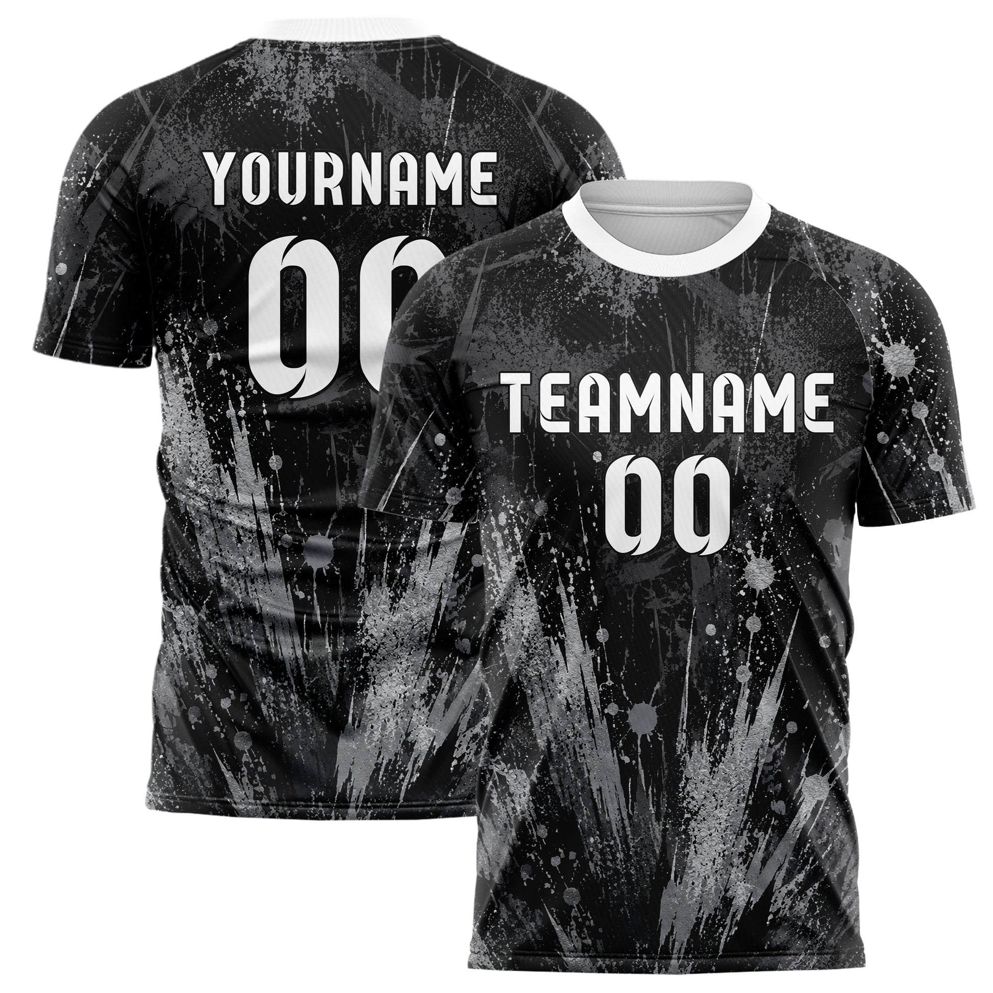 Schwarz klassisches Graffiti Center Burst Splatter Design 03-0159 individuelles Fußballtrikot main