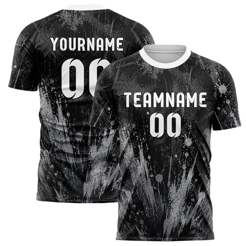 Schwarz klassisches Graffiti Center Burst Splatter Design 03-0159 individuelles Fußballtrikot main