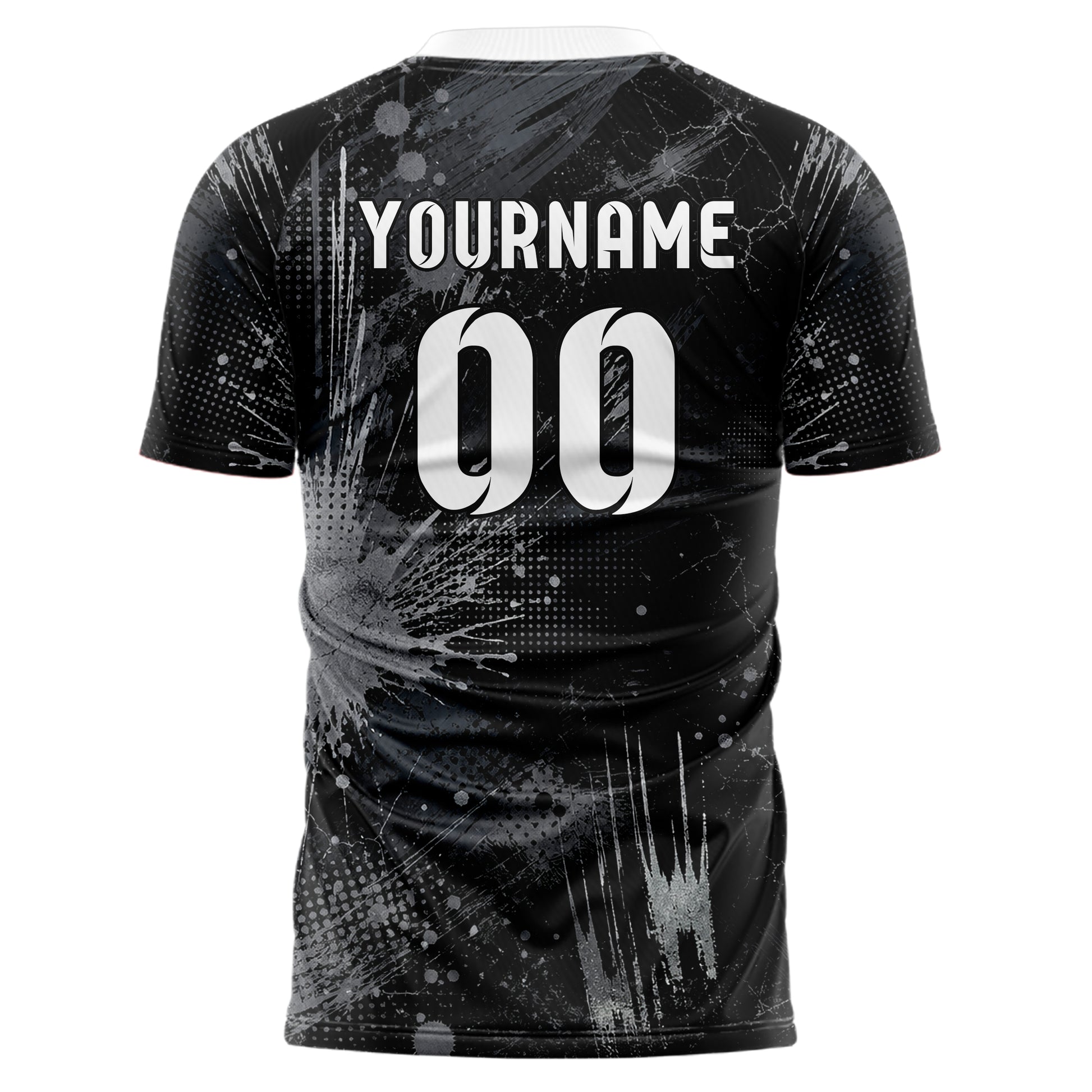 Schwarz klassisches Graffiti Center Burst Splatter Design 03-0303 individuelles Fußballtrikot back