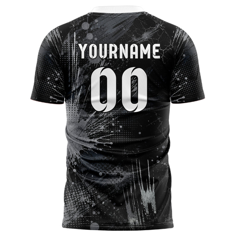 Schwarz klassisches Graffiti Center Burst Splatter Design 03-0303 individuelles Fußballtrikot back
