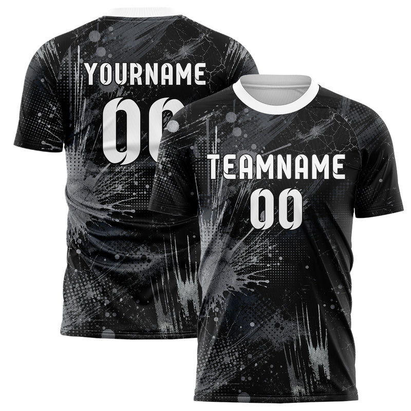 Schwarz klassisches Graffiti Center Burst Splatter Design 03-0303 individuelles Fußballtrikot main