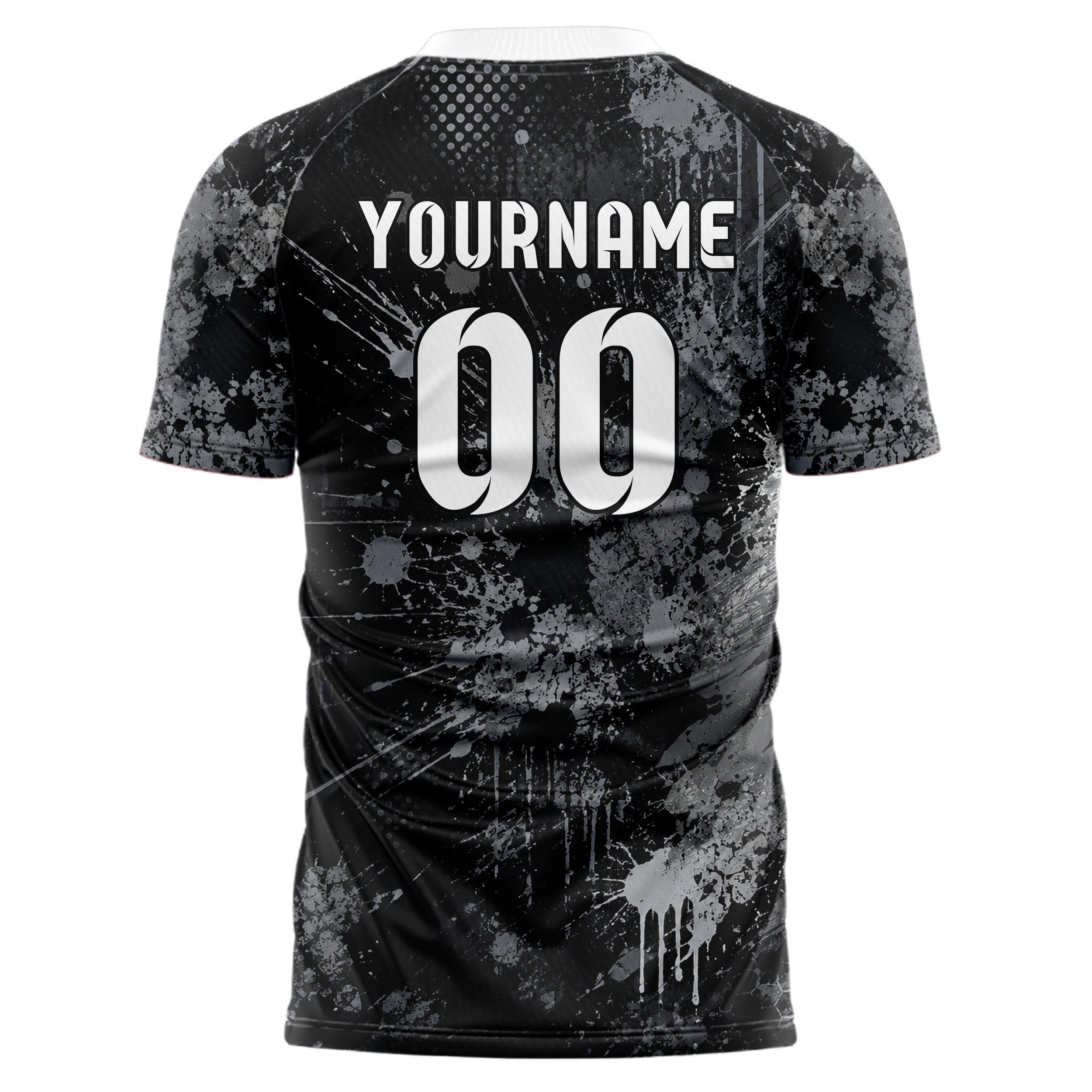 Schwarz klassisches Graffiti Center Burst Splatter Design 03-0327 individuelles Fußballtrikot back