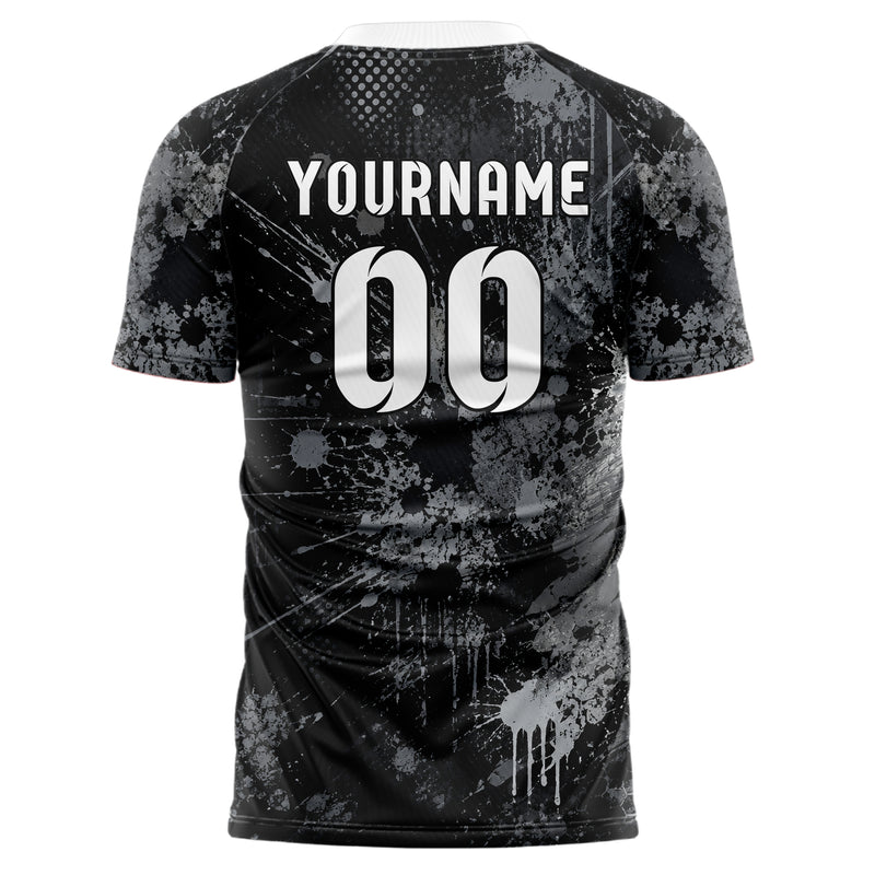 Schwarz klassisches Graffiti Center Burst Splatter Design 03-0327 individuelles Fußballtrikot back