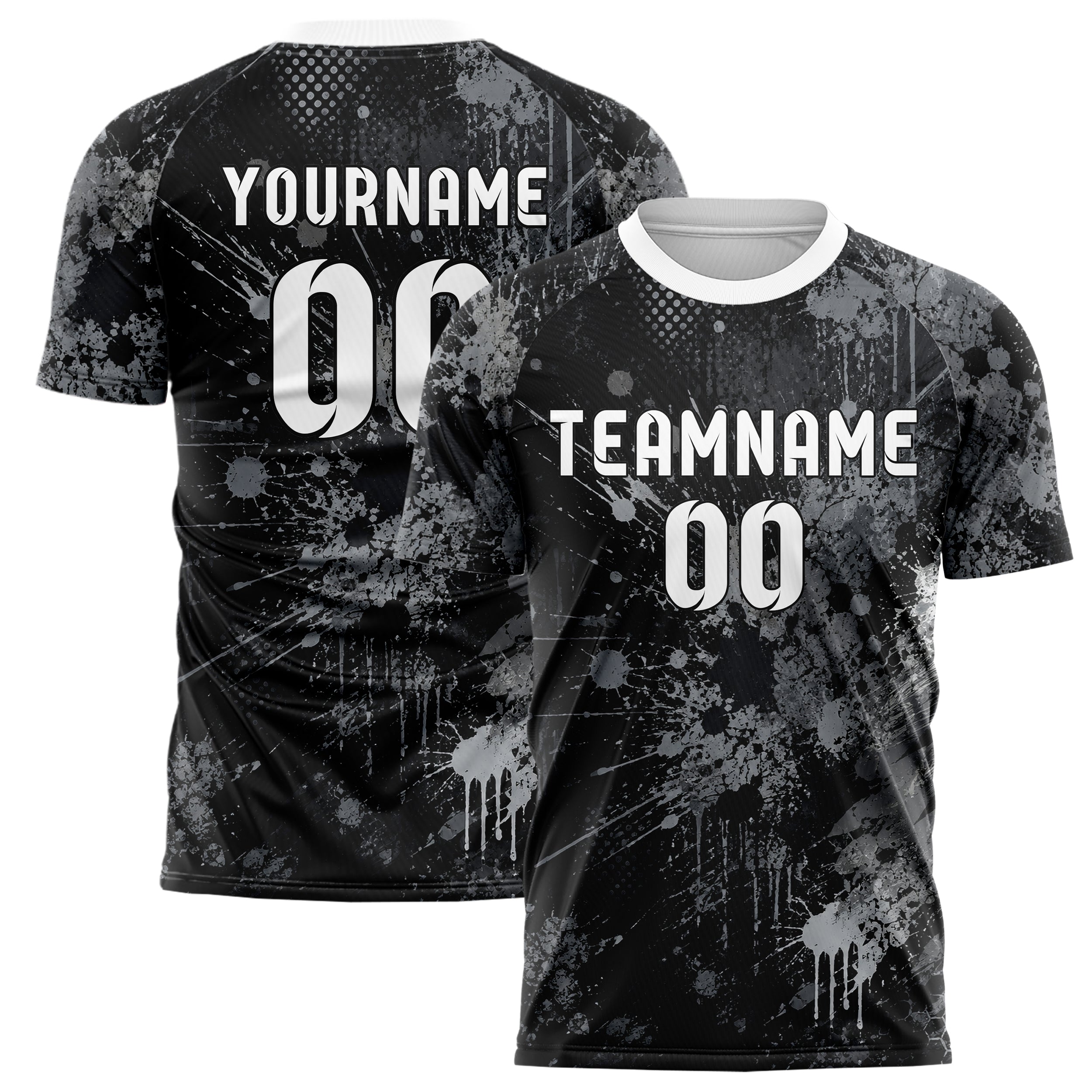 Schwarz klassisches Graffiti Center Burst Splatter Design 03-0327 individuelles Fußballtrikot main