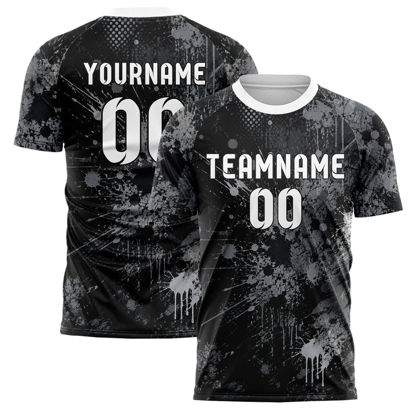 Schwarz klassisches Graffiti Center Burst Splatter Design 03-0327 individuelles Fußballtrikot main