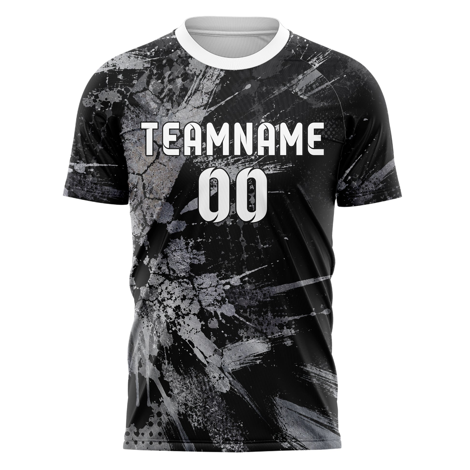 Schwarz klassisches Graffiti Cracked Texture Design 03-0066 individuelles Fußballtrikot front