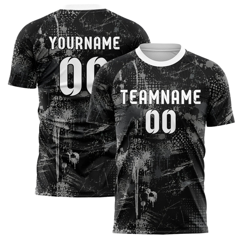 Schwarz klassisches Graffiti Drip Paint Design 03-0012 individuelles Fußballtrikot main