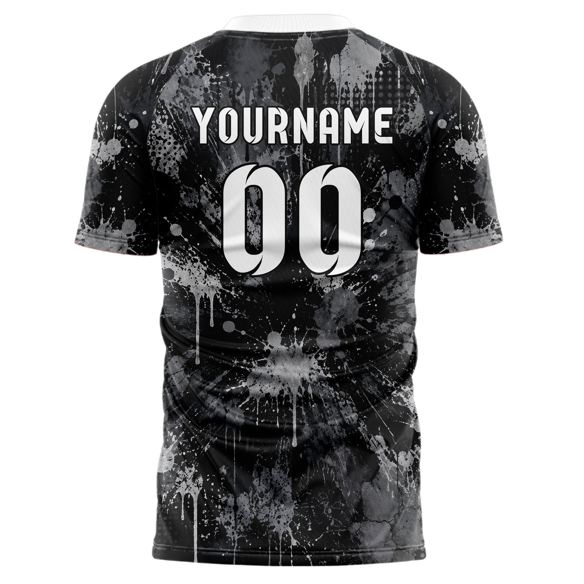 Schwarz klassisches Graffiti Drip Paint Design 03-0252 individuelles Fußballtrikot back