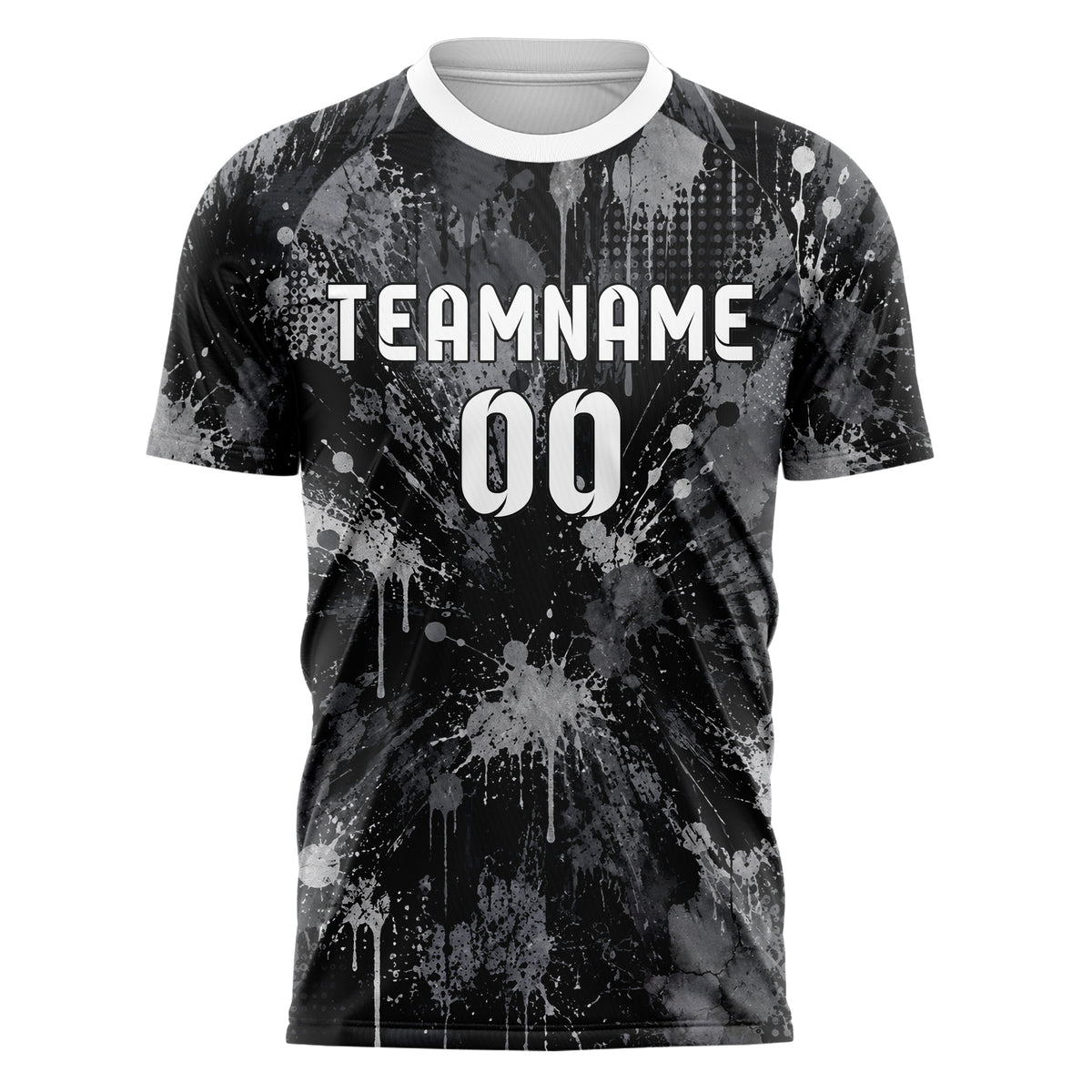 Schwarz klassisches Graffiti Drip Paint Design 03-0252 individuelles Fußballtrikot front