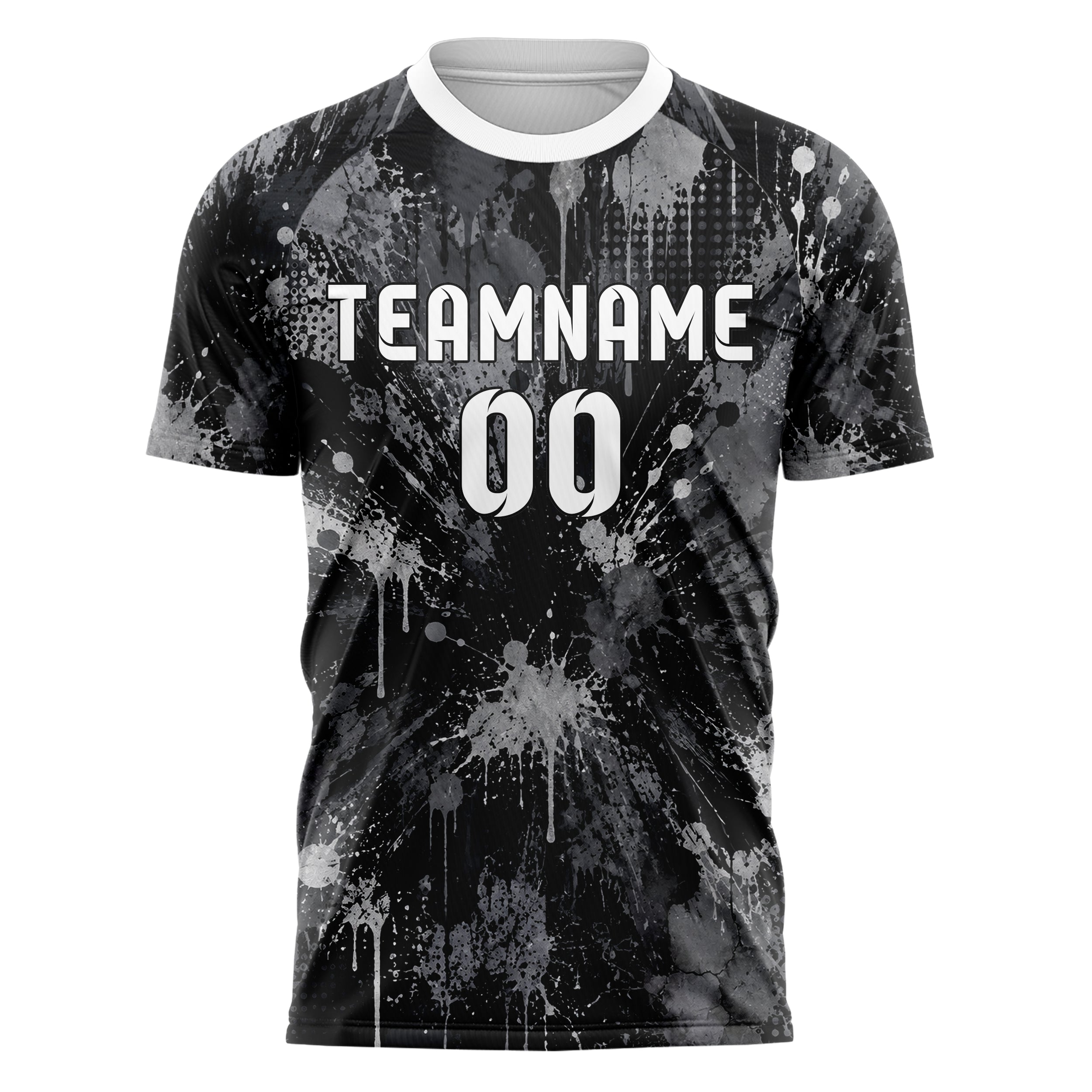 Schwarz klassisches Graffiti Drip Paint Design 03-0252 individuelles Fußballtrikot front